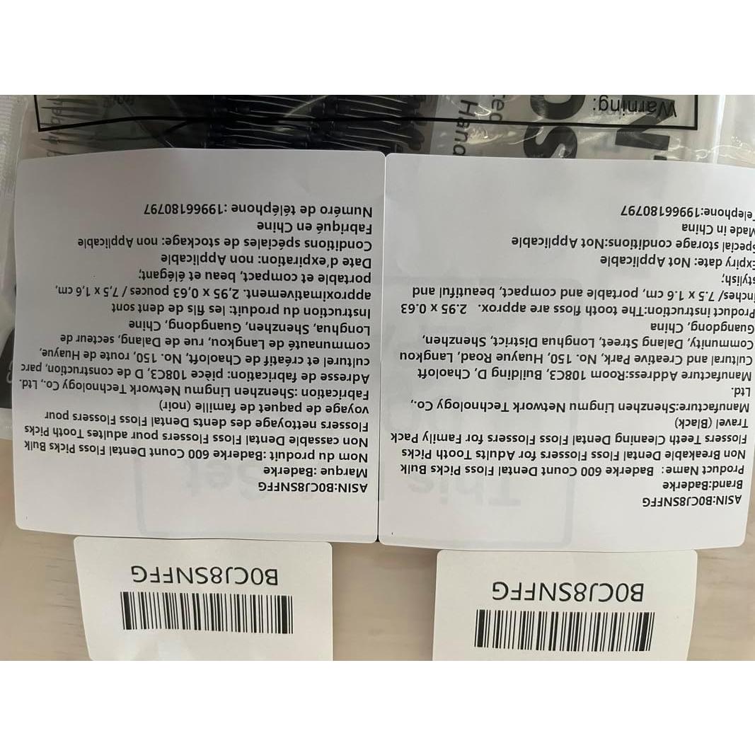 Palillos de Hilo Dental Baderke 600 Unidades Negro