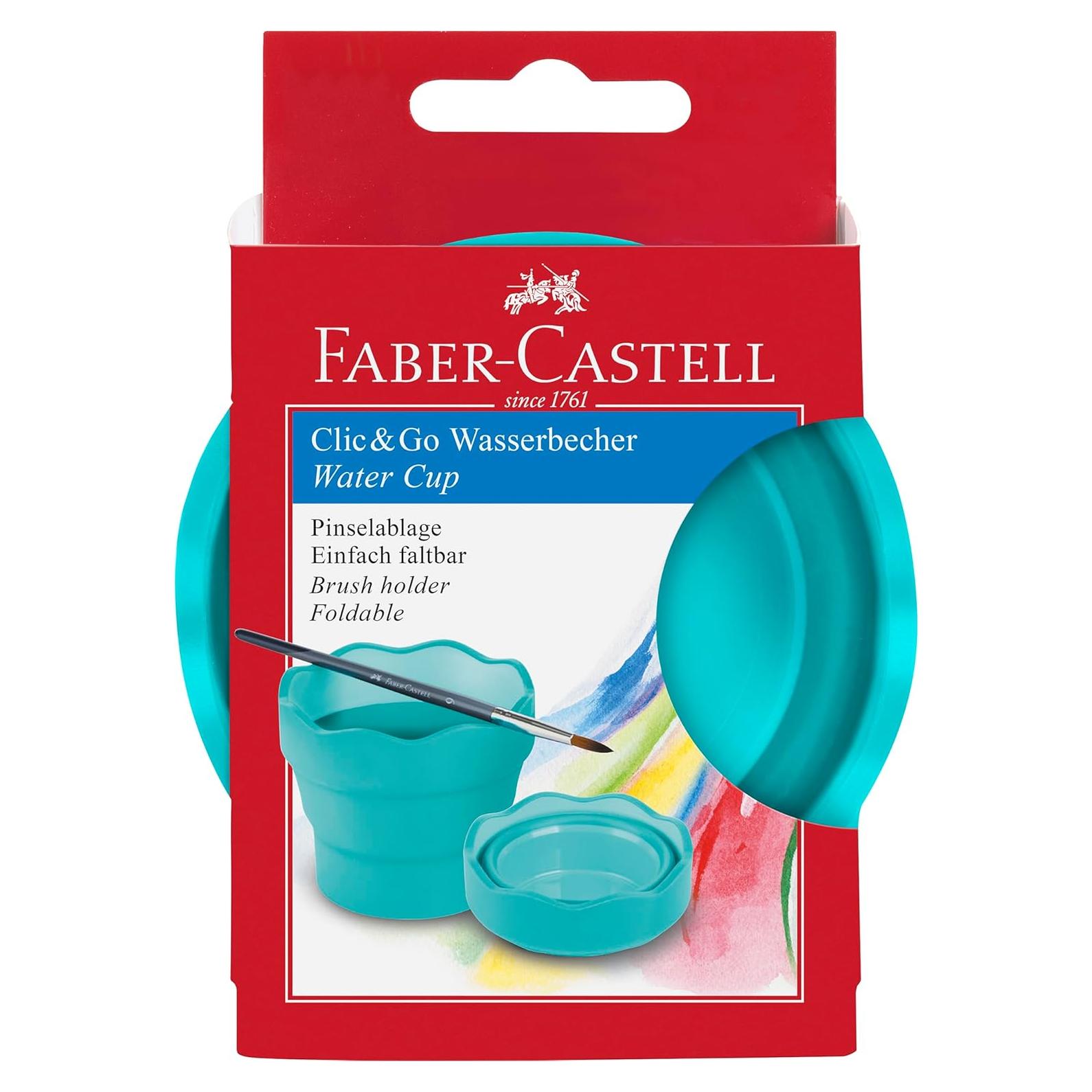 Vaso de Agua para Pintura Faber-Castell Clic y Go Turquesa 355ml