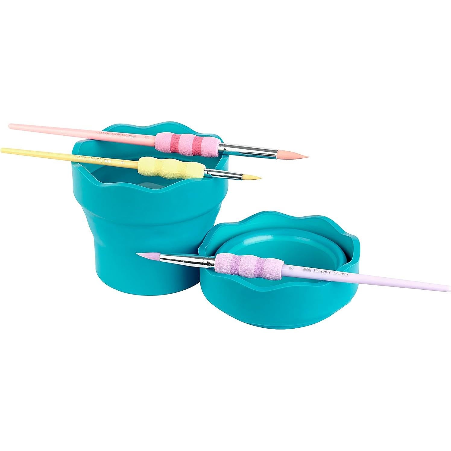 Vaso de Agua para Pintura Faber-Castell Clic y Go Turquesa 355ml