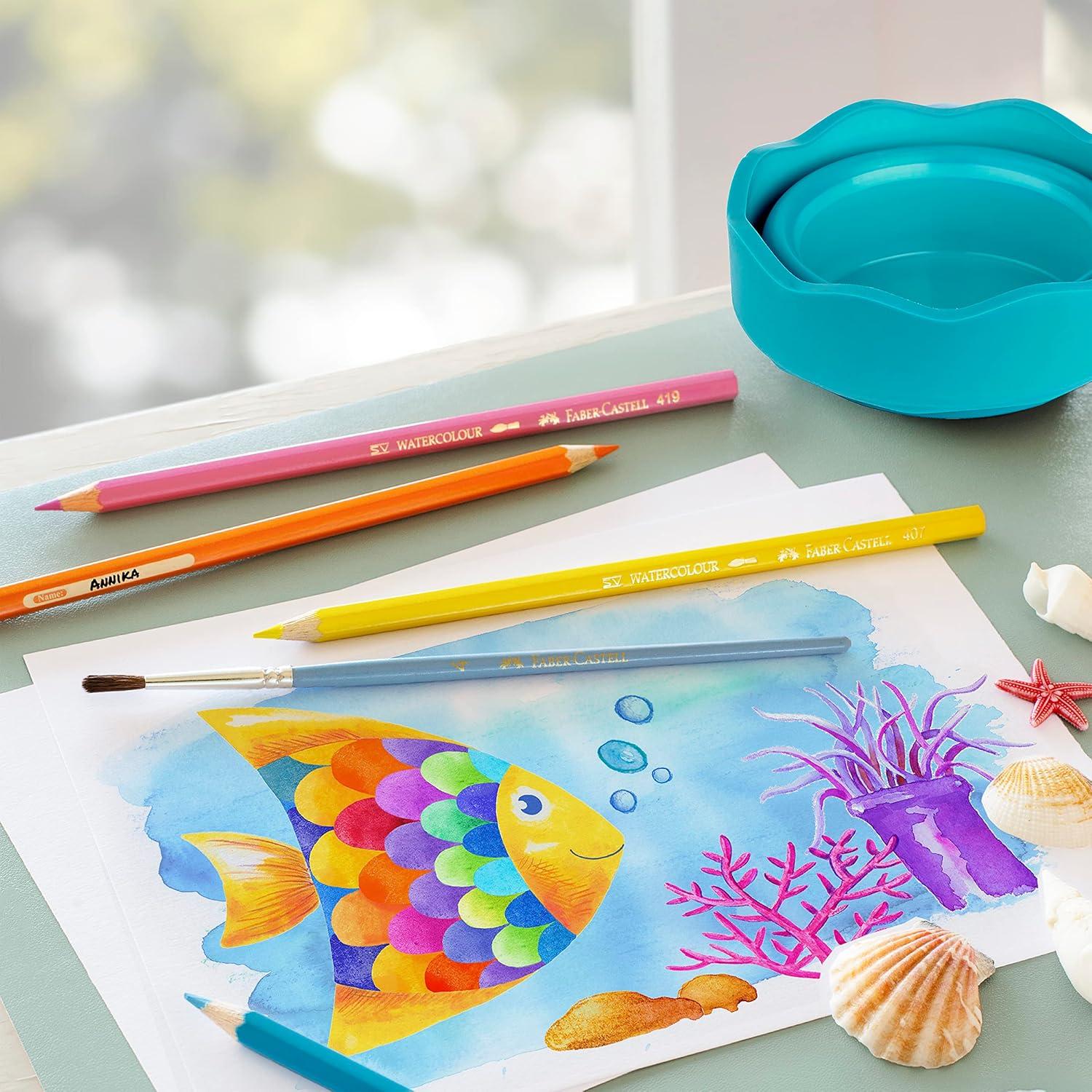 Vaso de Agua para Pintura Faber-Castell Clic y Go Turquesa 355ml