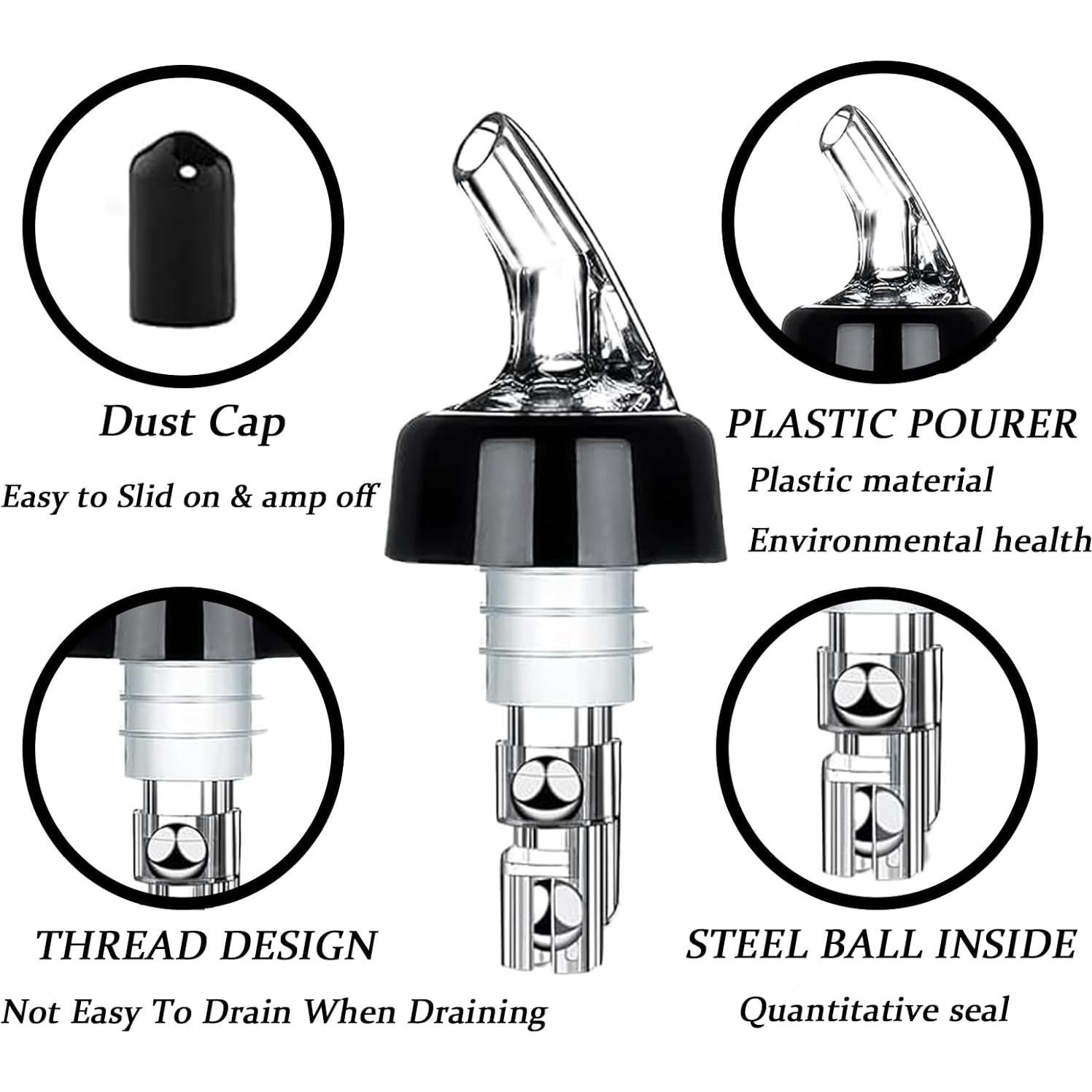 Vertedor Automático Medido Aimery 1 oz Set de 4 para Vino