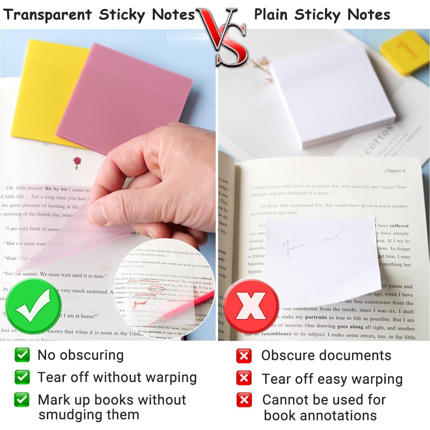 Notas Adhesivas Transparentes ENLUOM 400 Hojas 7 Colores 7.62 cm