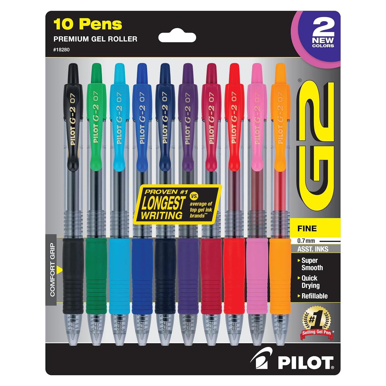 Bolígrafos de Gel Pilot G2 Edición Limitada 0.7mm Multicolor - Paquete de 10
