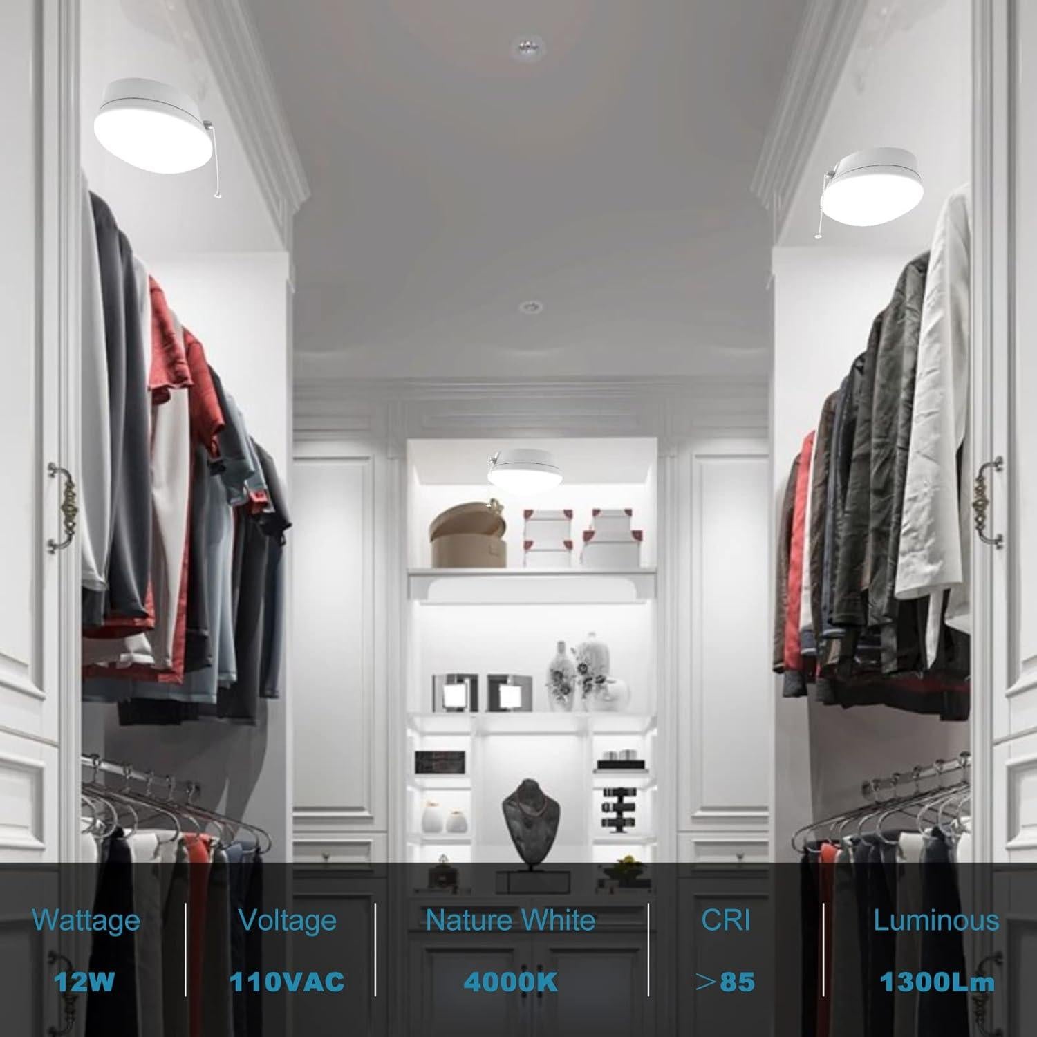 Luz de Techo LED Lightdot 12W 4000K 1300lm con Cadena de Tirar