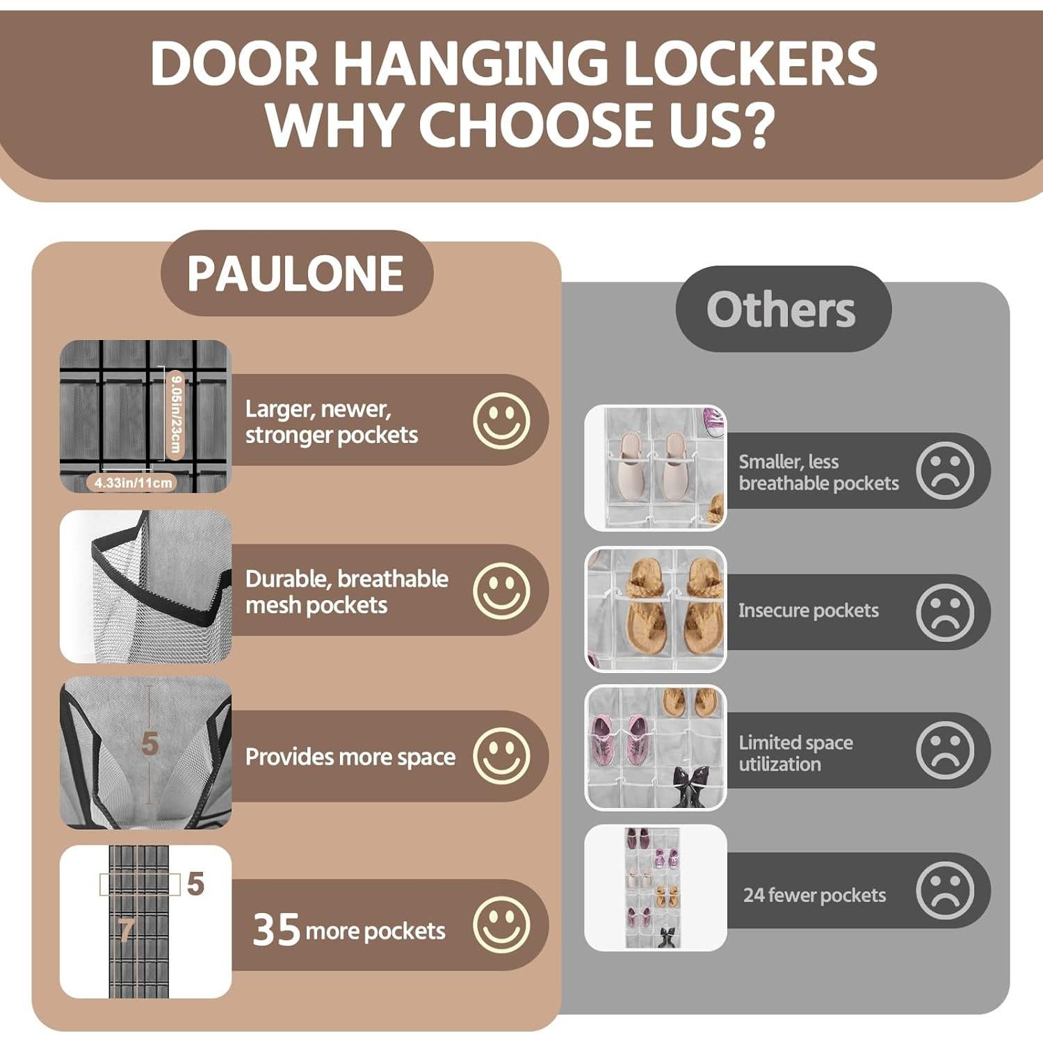 Organizador de Zapatos Colgante PAULONE 35 Bolsillos Gris