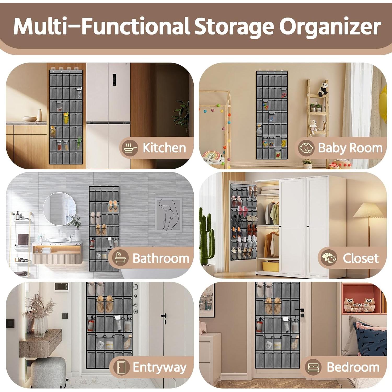 Organizador de Zapatos Colgante PAULONE 35 Bolsillos Gris