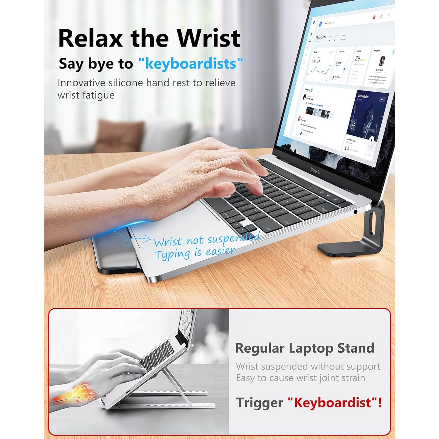 Soporte Ergonómico para Laptop NTMY con Reposamuñecas 10-17.3'' Negro