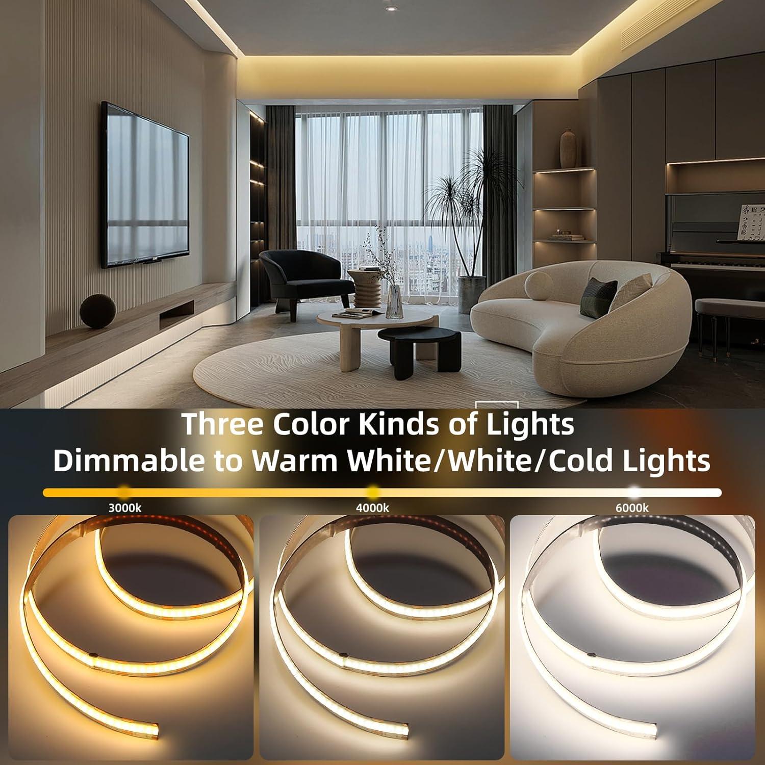 Tira LED COB 5V USB 0.5m 320 LEDs regulable 3 colores