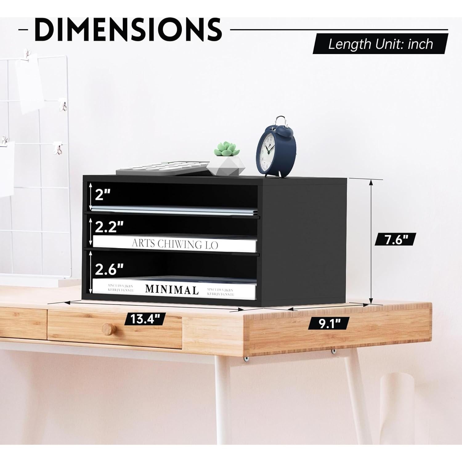 Organizador de Escritorio SUPEASY de Madera 3 Niveles Negro