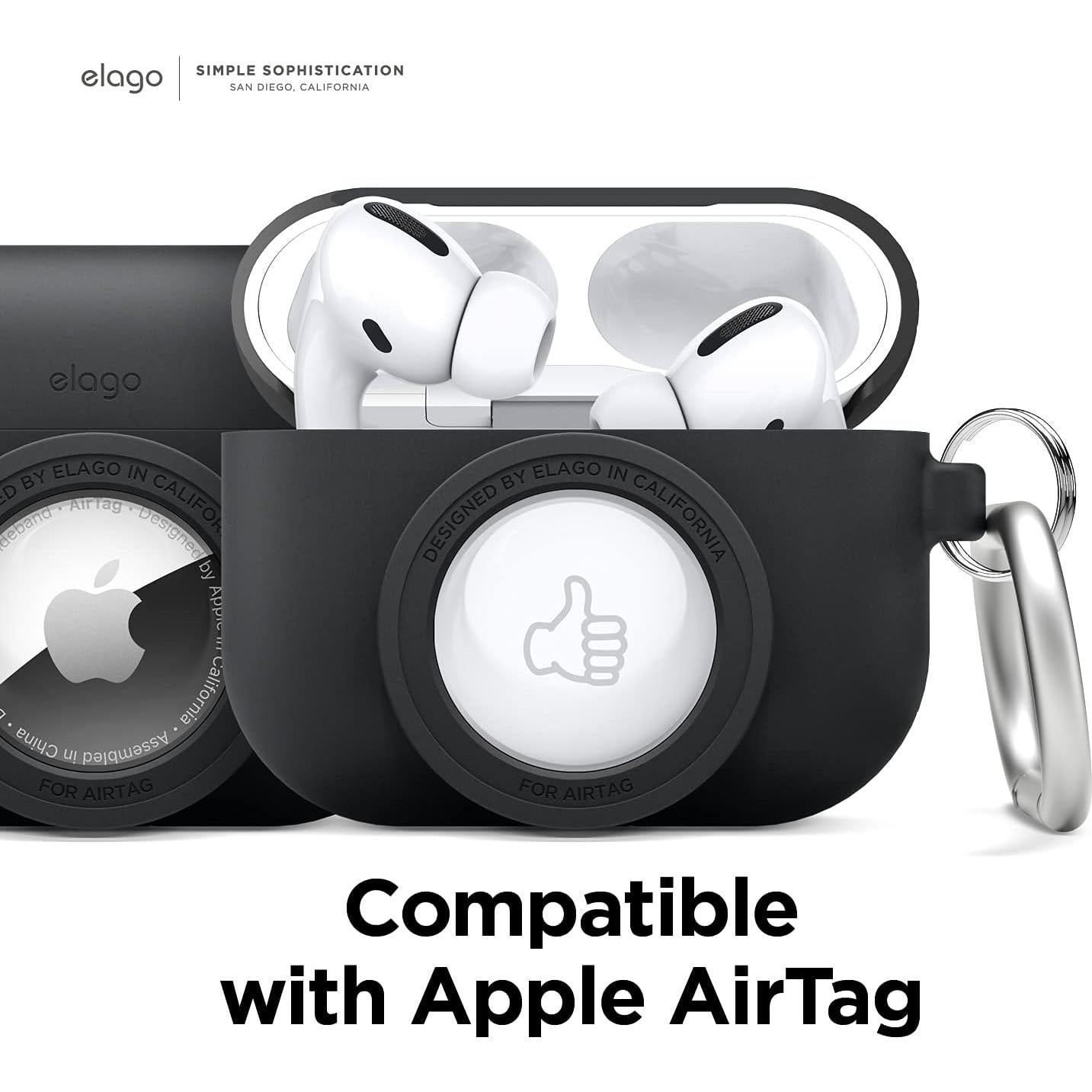 Funda elago Snapshot para AirPods Pro y AirTags - Negro