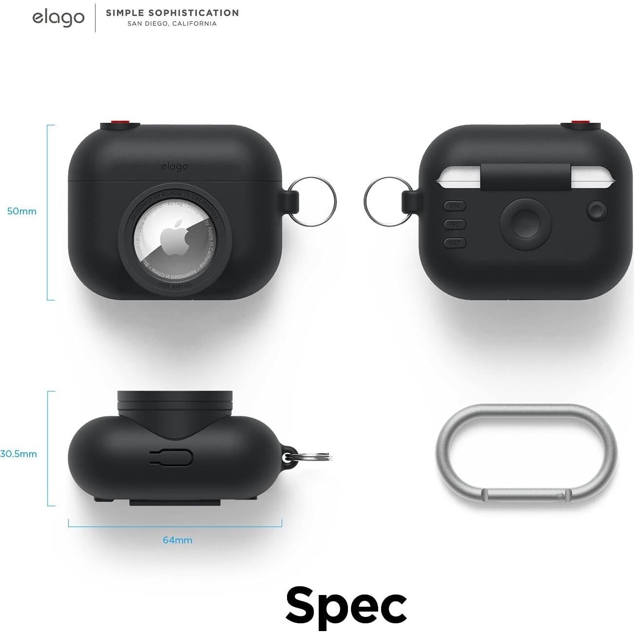 Funda elago Snapshot para AirPods Pro y AirTags - Negro