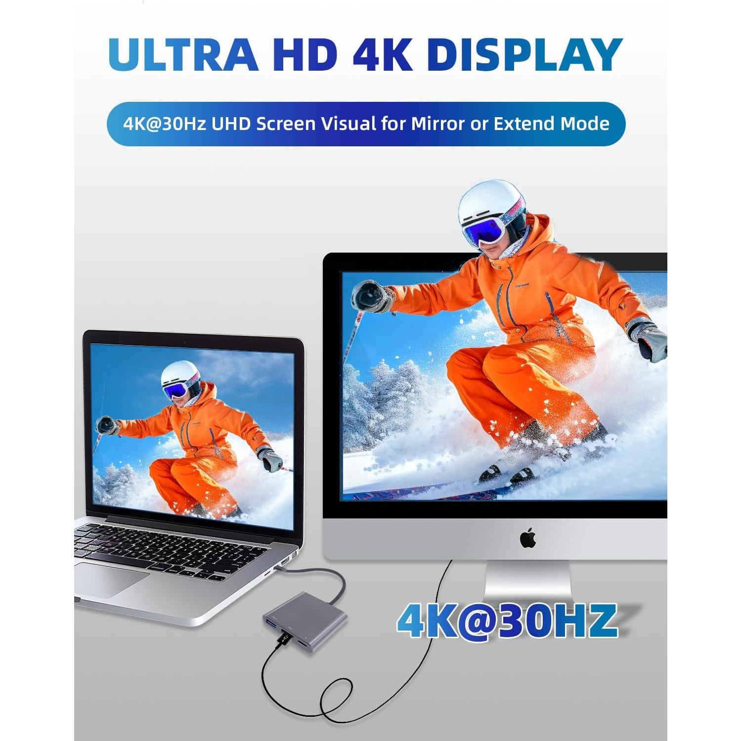 Adaptador USB C a HDMI 4K HJSYWESYUH con PD 100W y USB 3.0