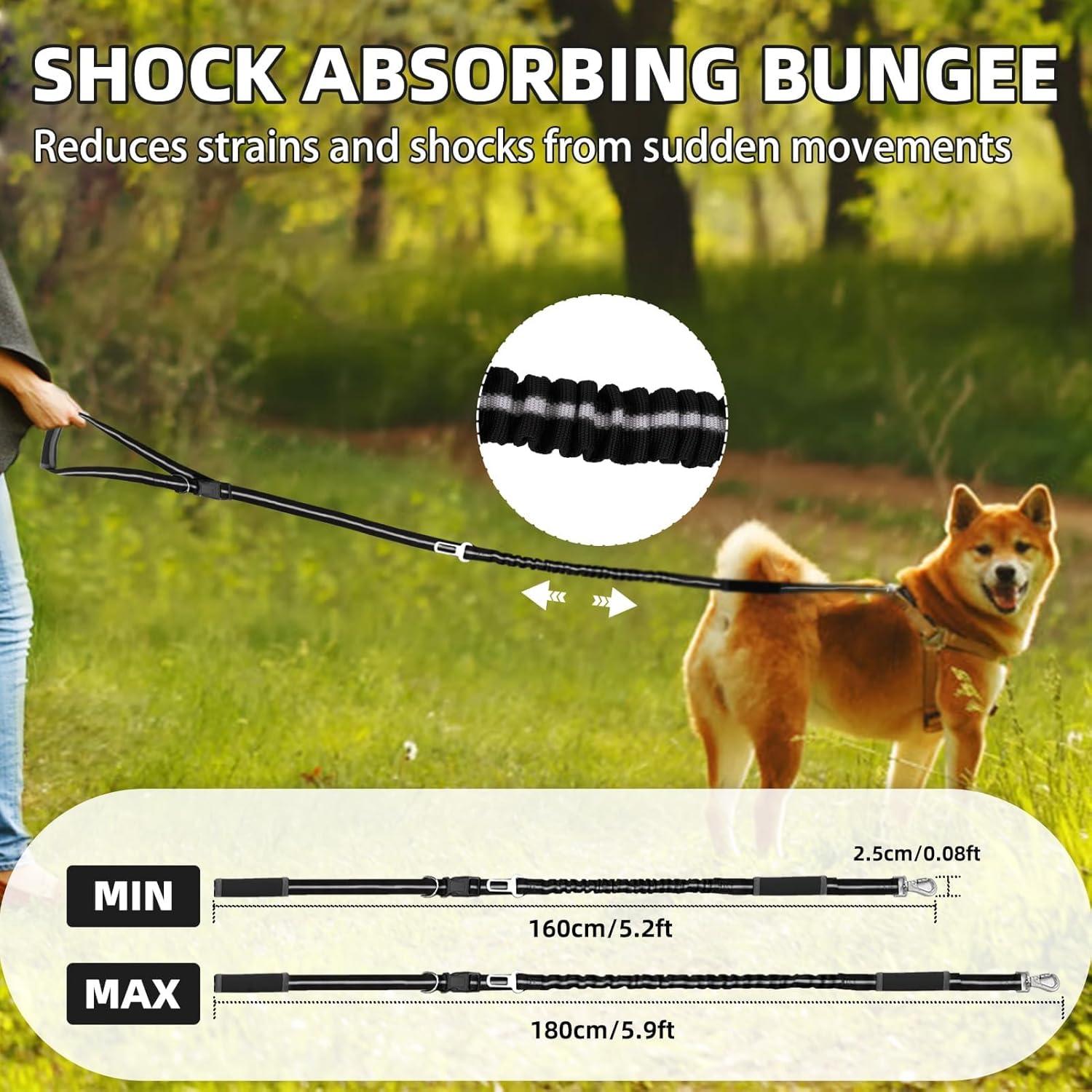 Correa Bungee PUPTECK para Perros Medianos y Grandes, Negro