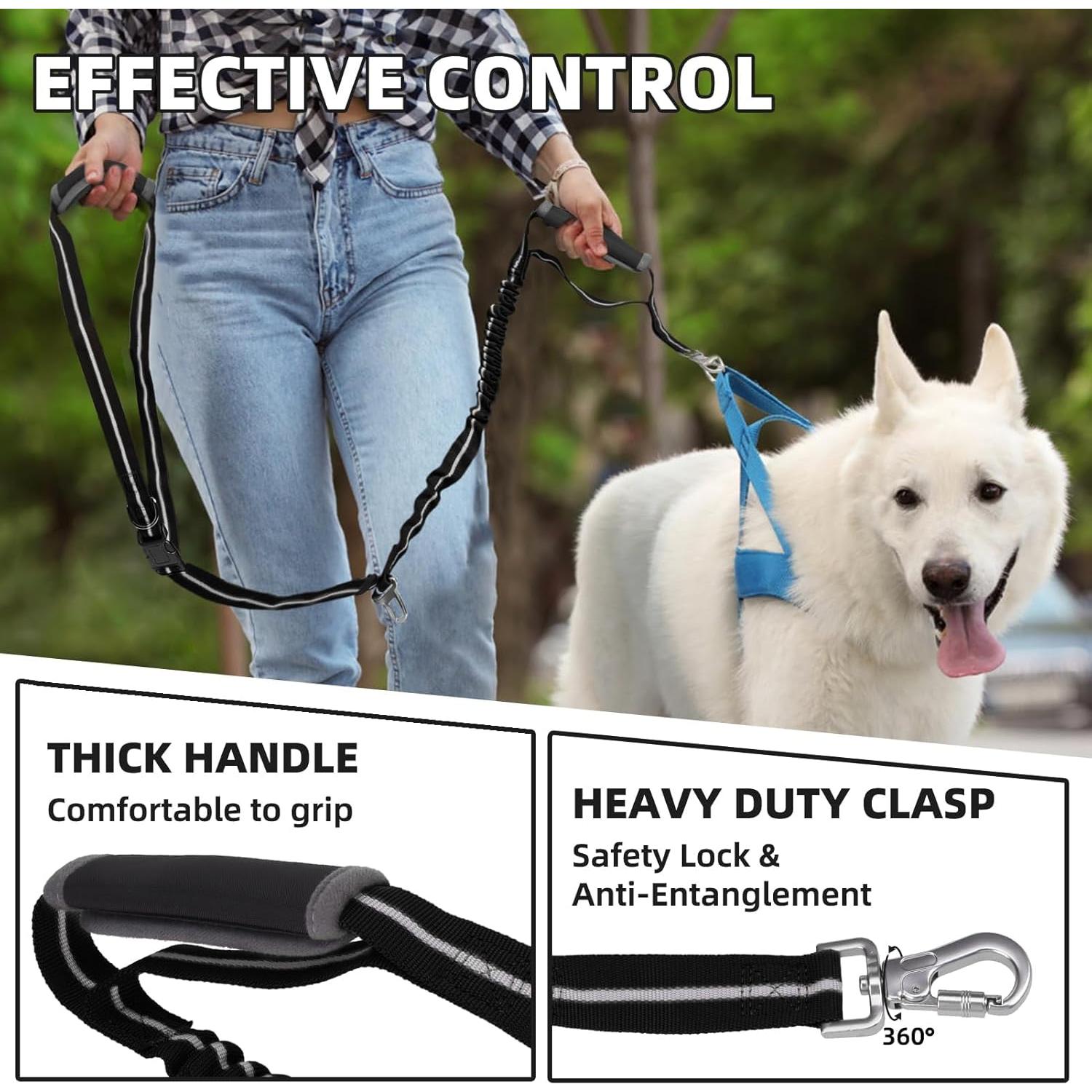 Correa Bungee PUPTECK para Perros Medianos y Grandes, Negro