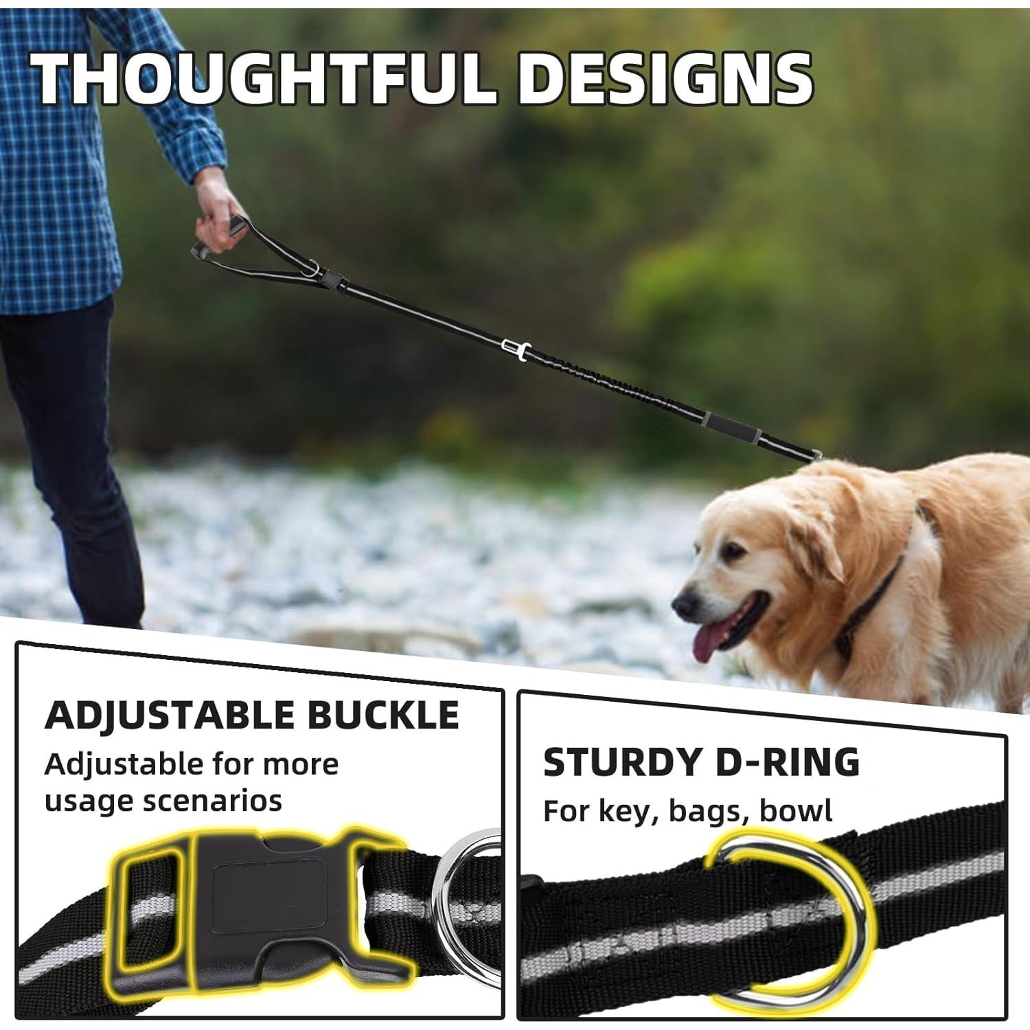 Correa Bungee PUPTECK para Perros Medianos y Grandes, Negro