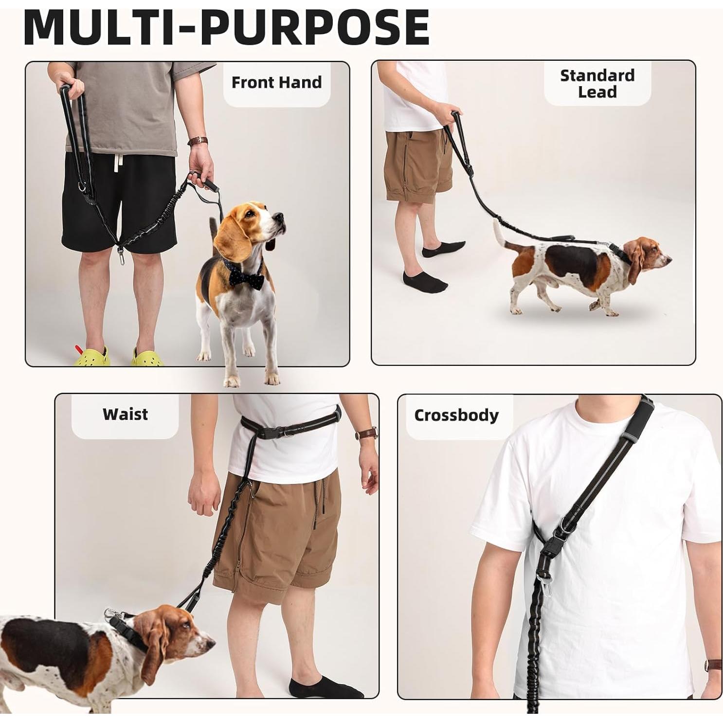Correa Bungee PUPTECK para Perros Medianos y Grandes, Negro