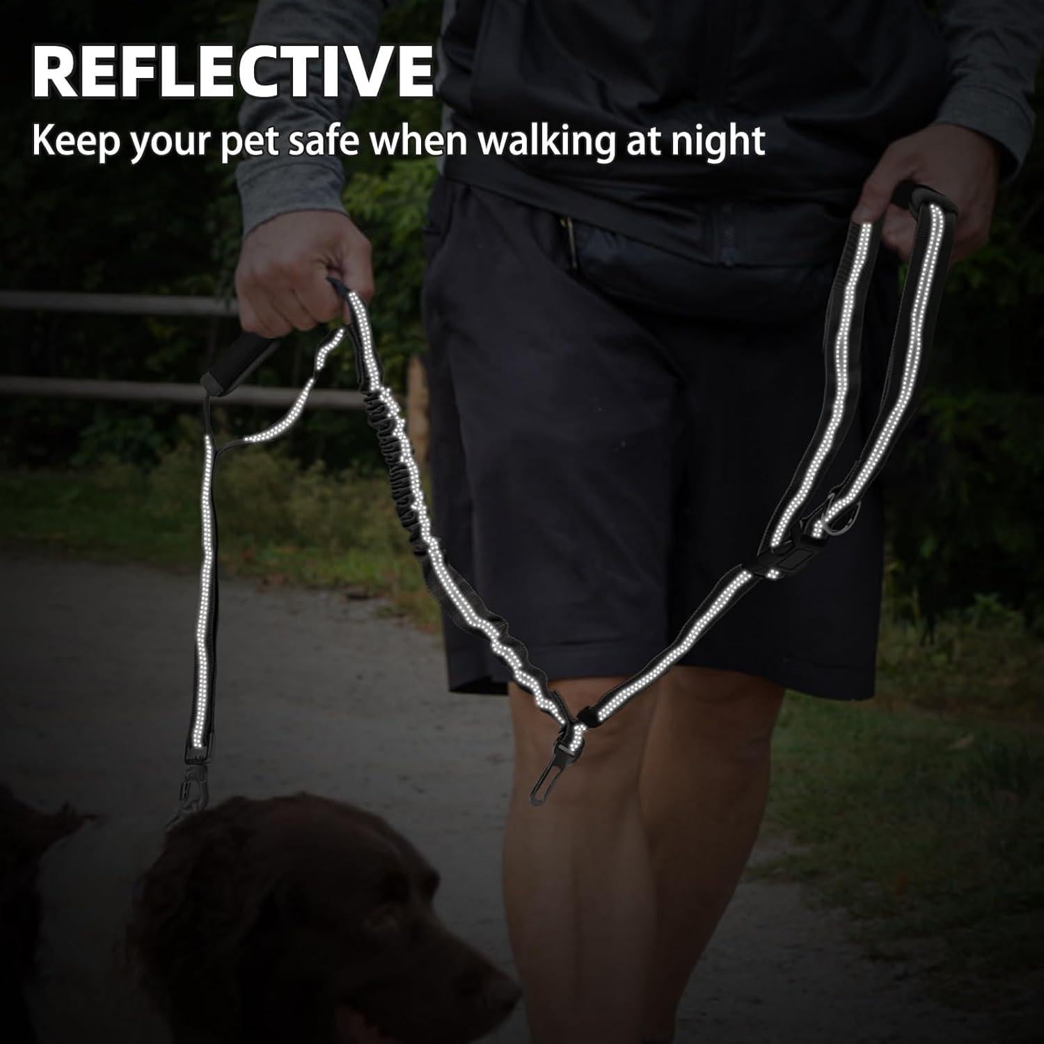 Correa Bungee PUPTECK para Perros Medianos y Grandes, Negro