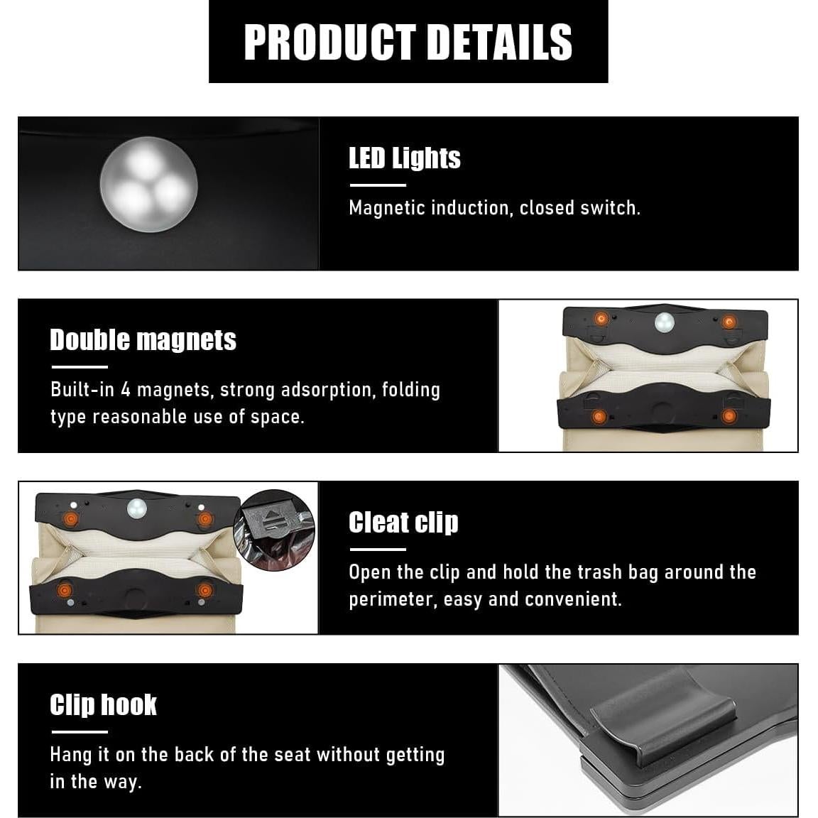 Bolsa de Basura Colgante para Auto Gasedin Beige Plegable