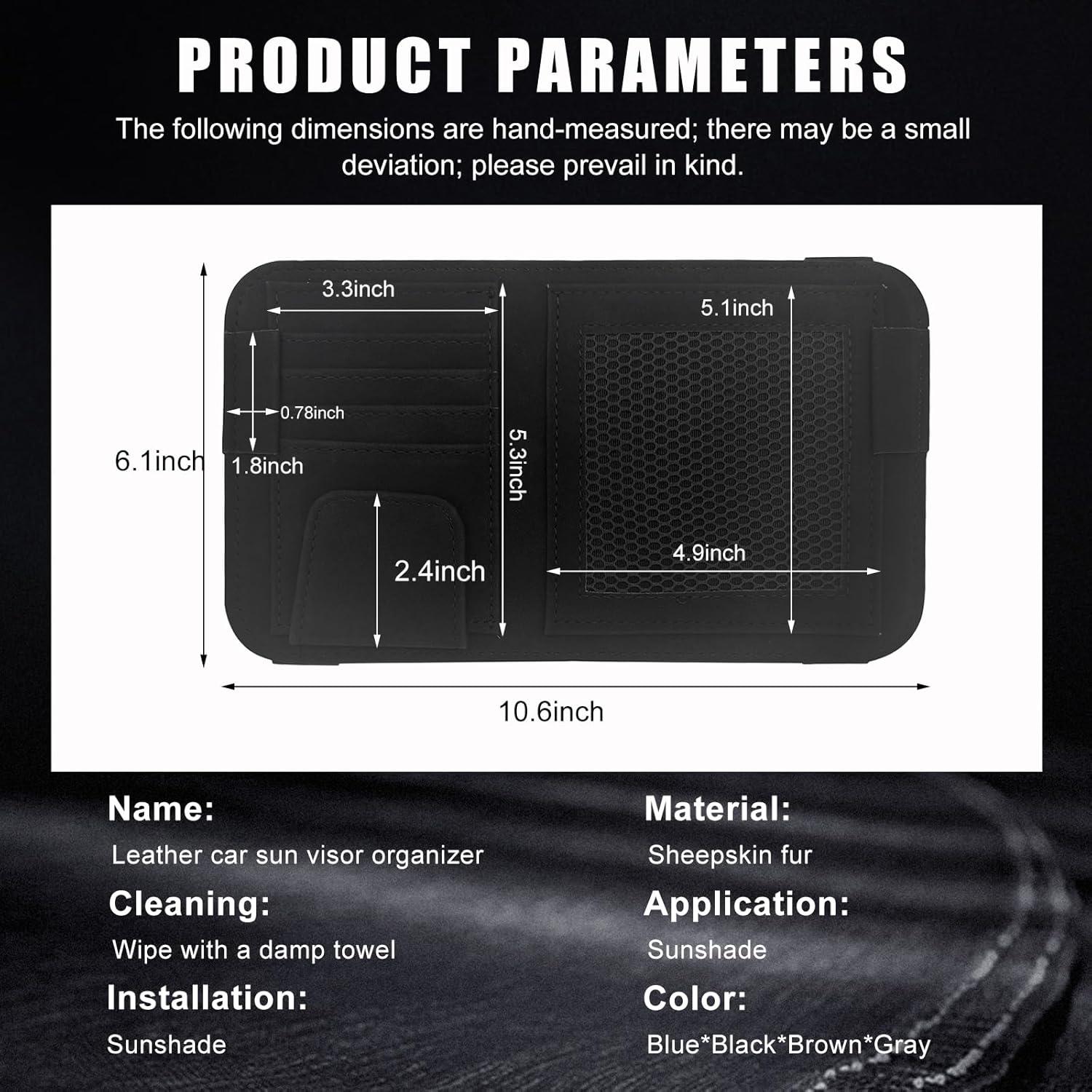 Organizador de Visera de Coche Povtii - Cuero Negro, Multifuncional