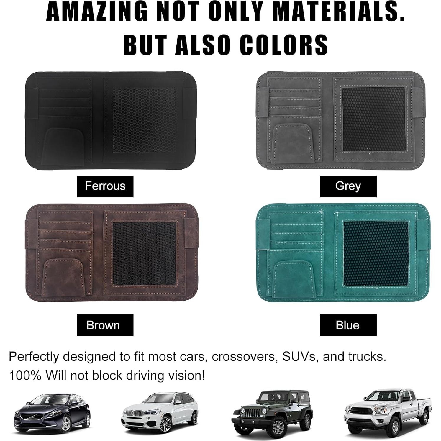 Organizador de Visera de Coche Povtii - Cuero Negro, Multifuncional