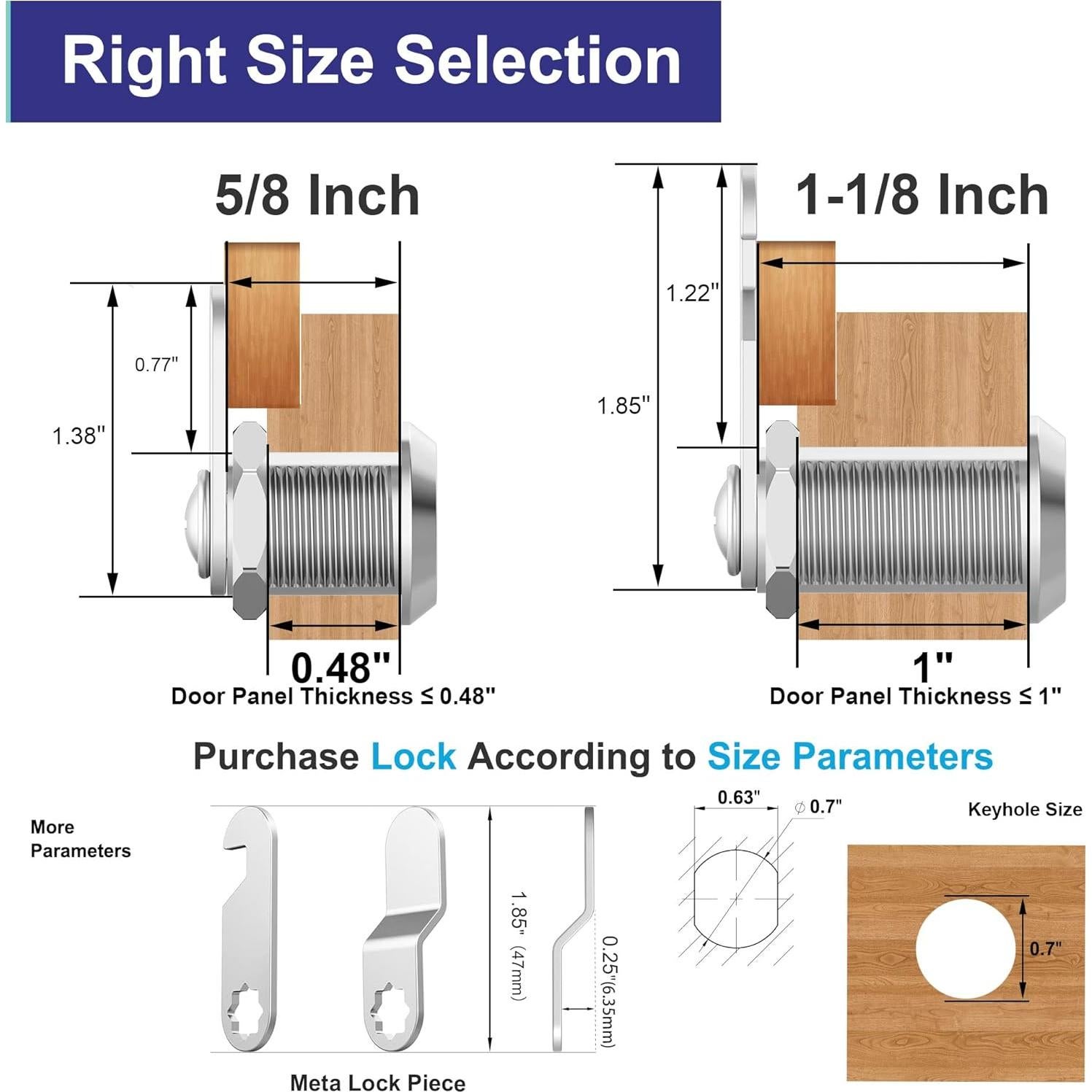 Cerradura de Gabinete Jayseon 28.6mm con Llave - Reemplazo