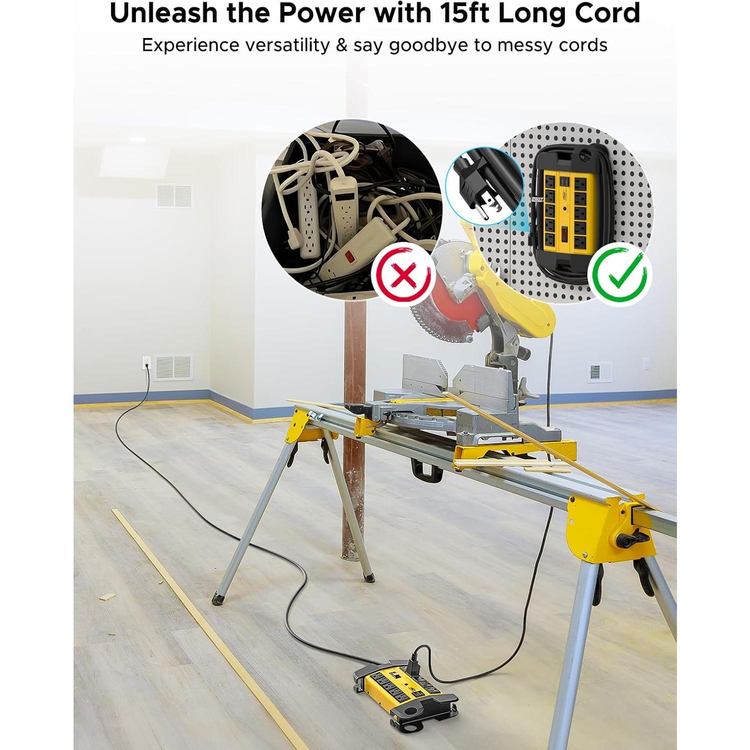 Regleta de Potencia CRST 10 Salidas con USB 3.1A y 15FT