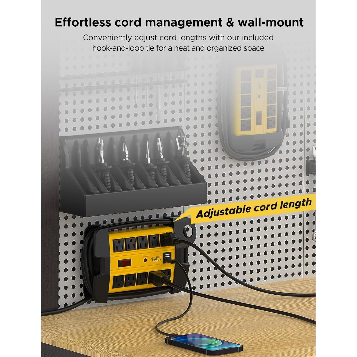 Regleta de Potencia CRST 10 Salidas con USB 3.1A y 15FT