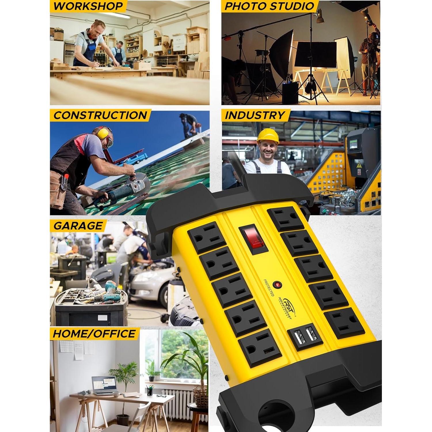 Regleta de Potencia CRST 10 Salidas con USB 3.1A y 15FT