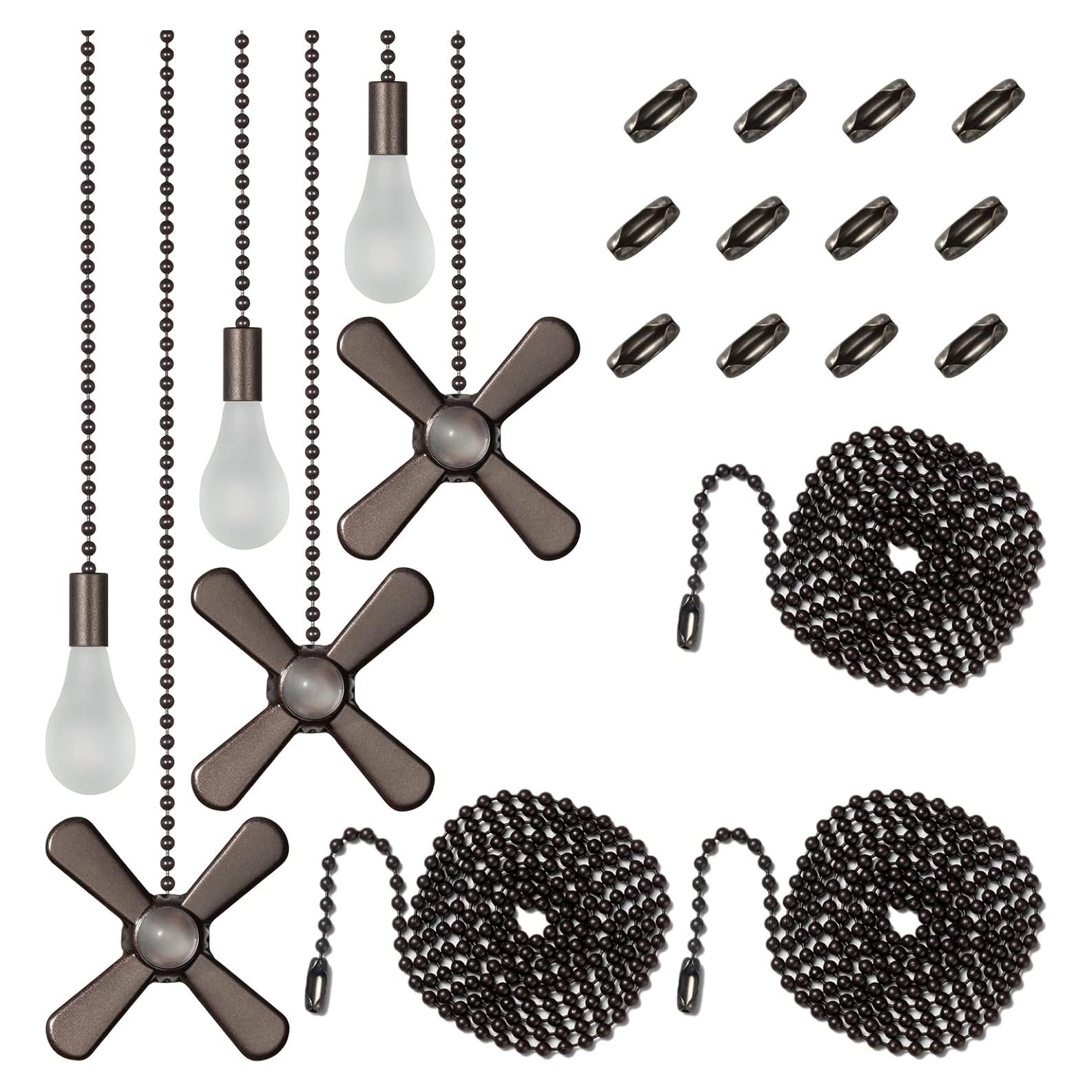 Juego de Cadenas de Tirar para Ventilador ELFCAB Negro 6 Piezas