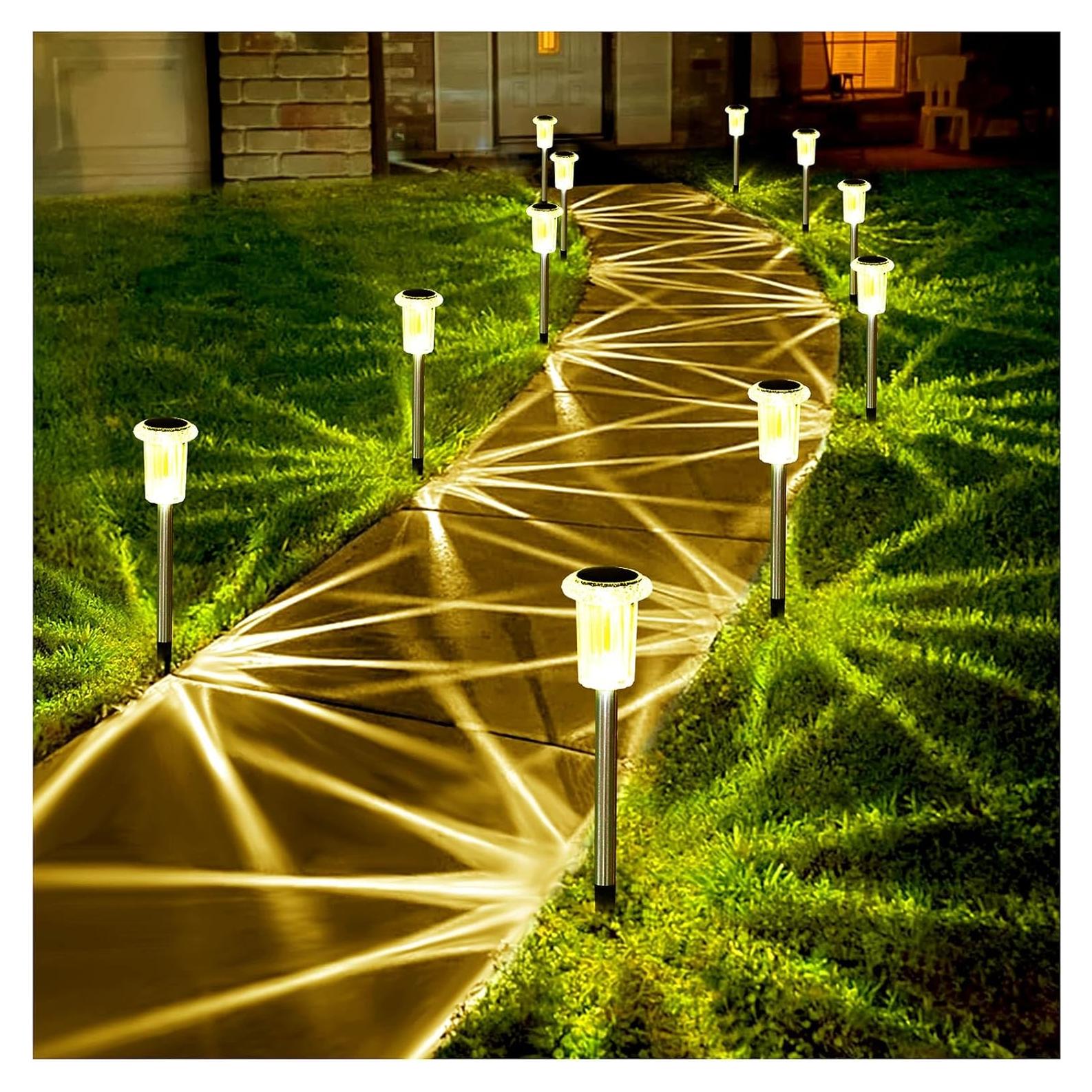 Luces Solares de Jardín Gorrzai 10 Piezas LED IP65 Blanco Cálido