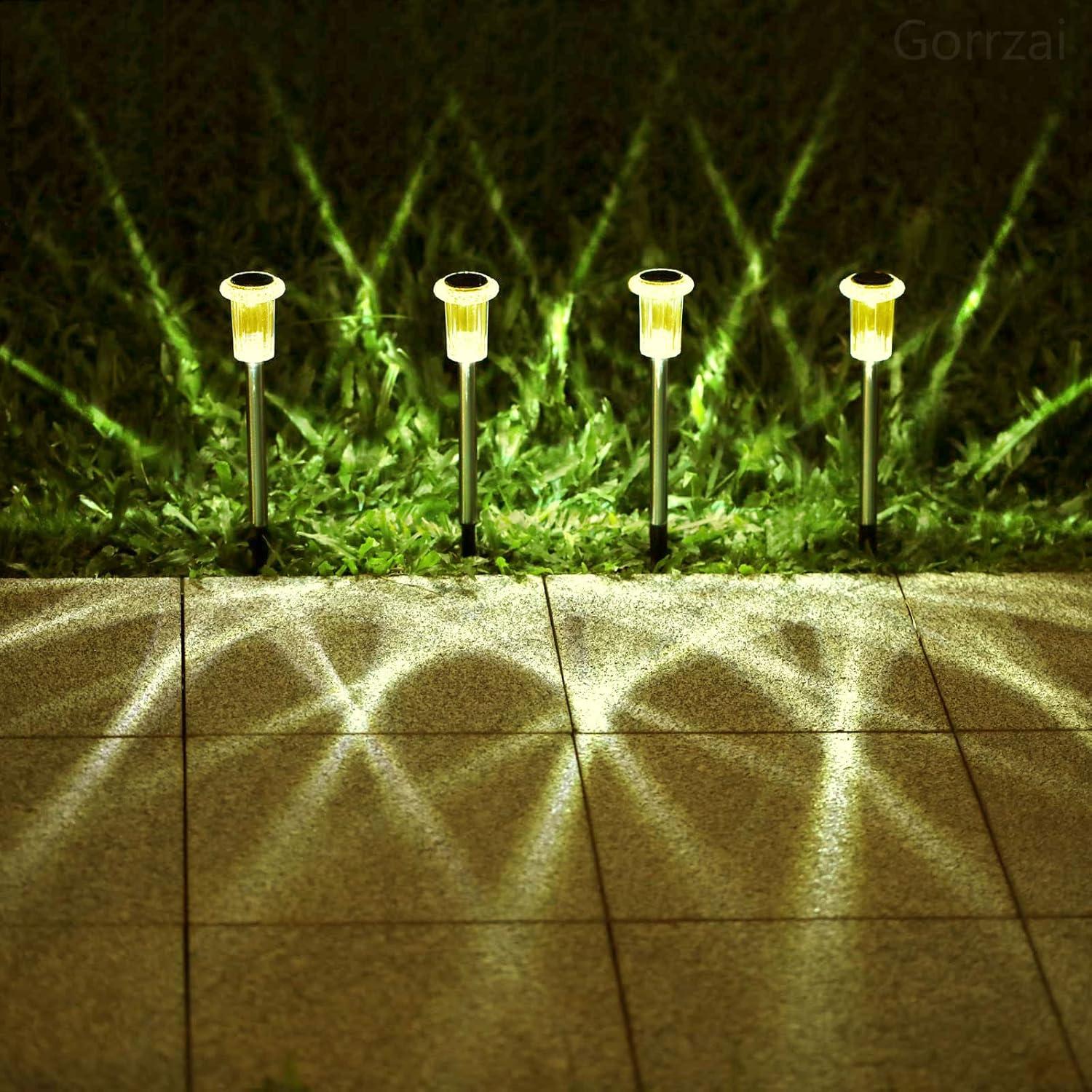 Luces Solares de Jardín Gorrzai 10 Piezas LED IP65 Blanco Cálido