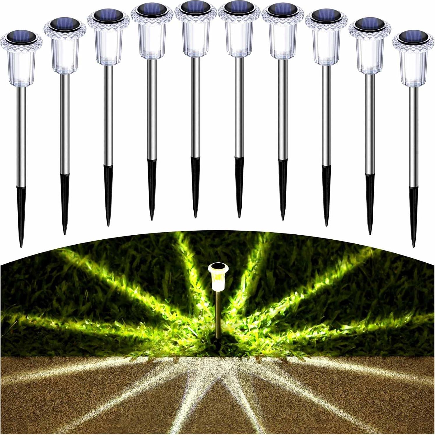 Luces Solares de Jardín Gorrzai 10 Piezas LED IP65 Blanco Cálido