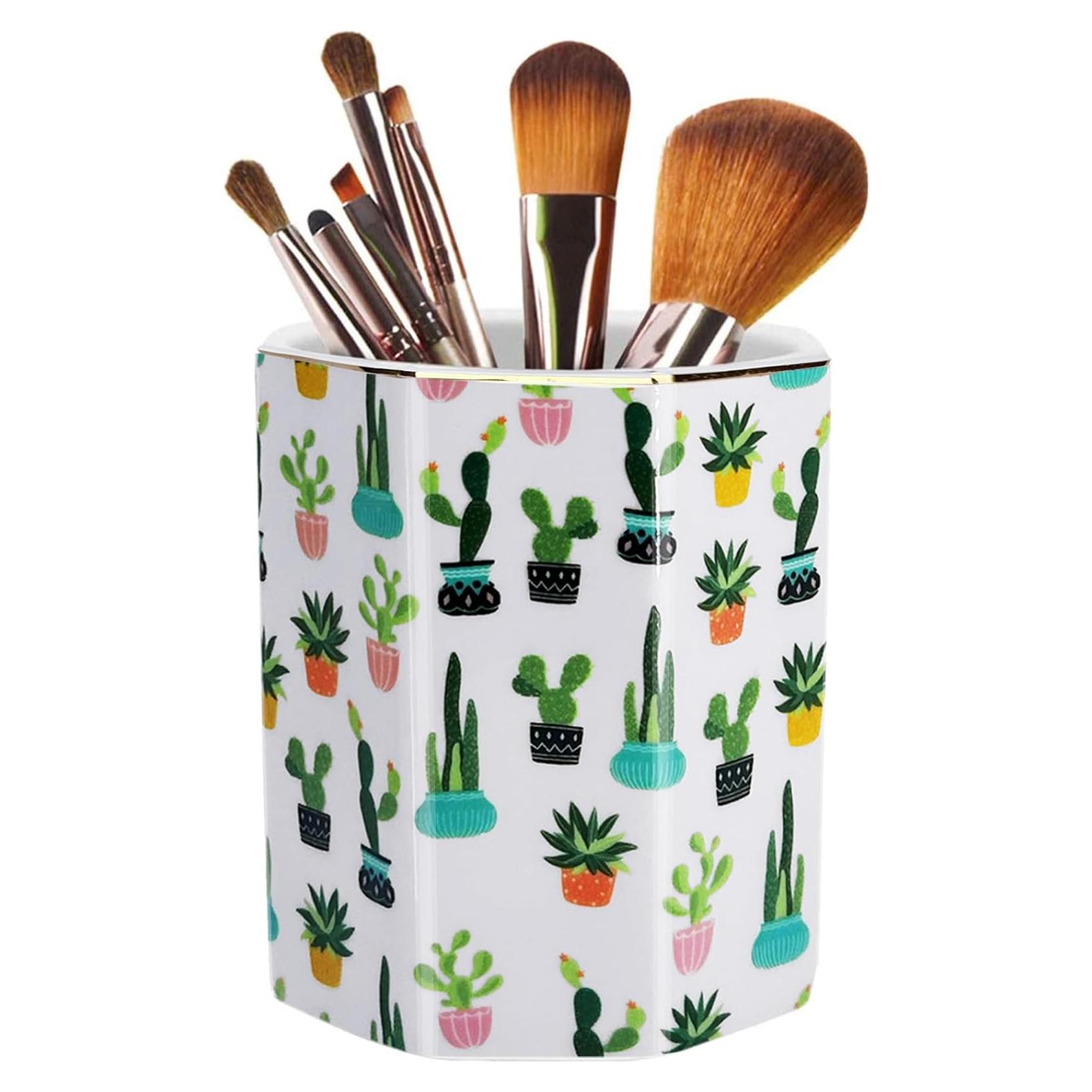 Soporte para lápices LEAZUL de cerámica cactus tropical 10 cm
