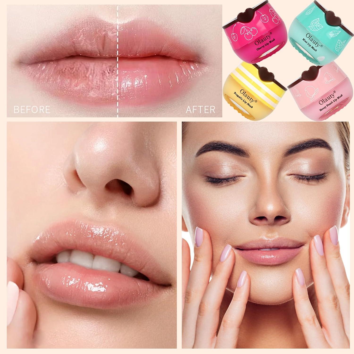 Bálsamo Labial Hidratante Deepmind 4 PCS Miel Durazno Menta Cereza