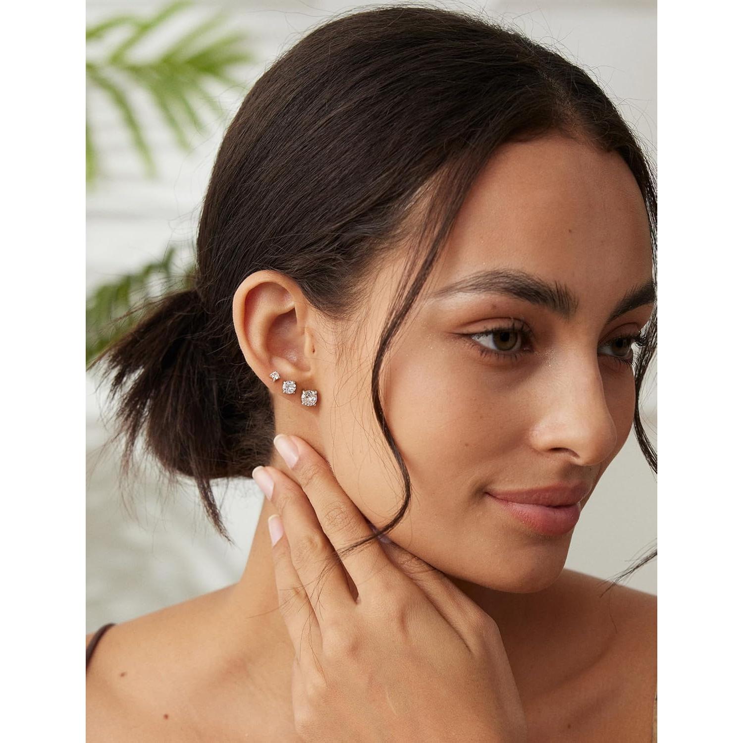 Pendientes Hipoalergénicos WSSXC Acero Inoxidable 14K Plata 20G