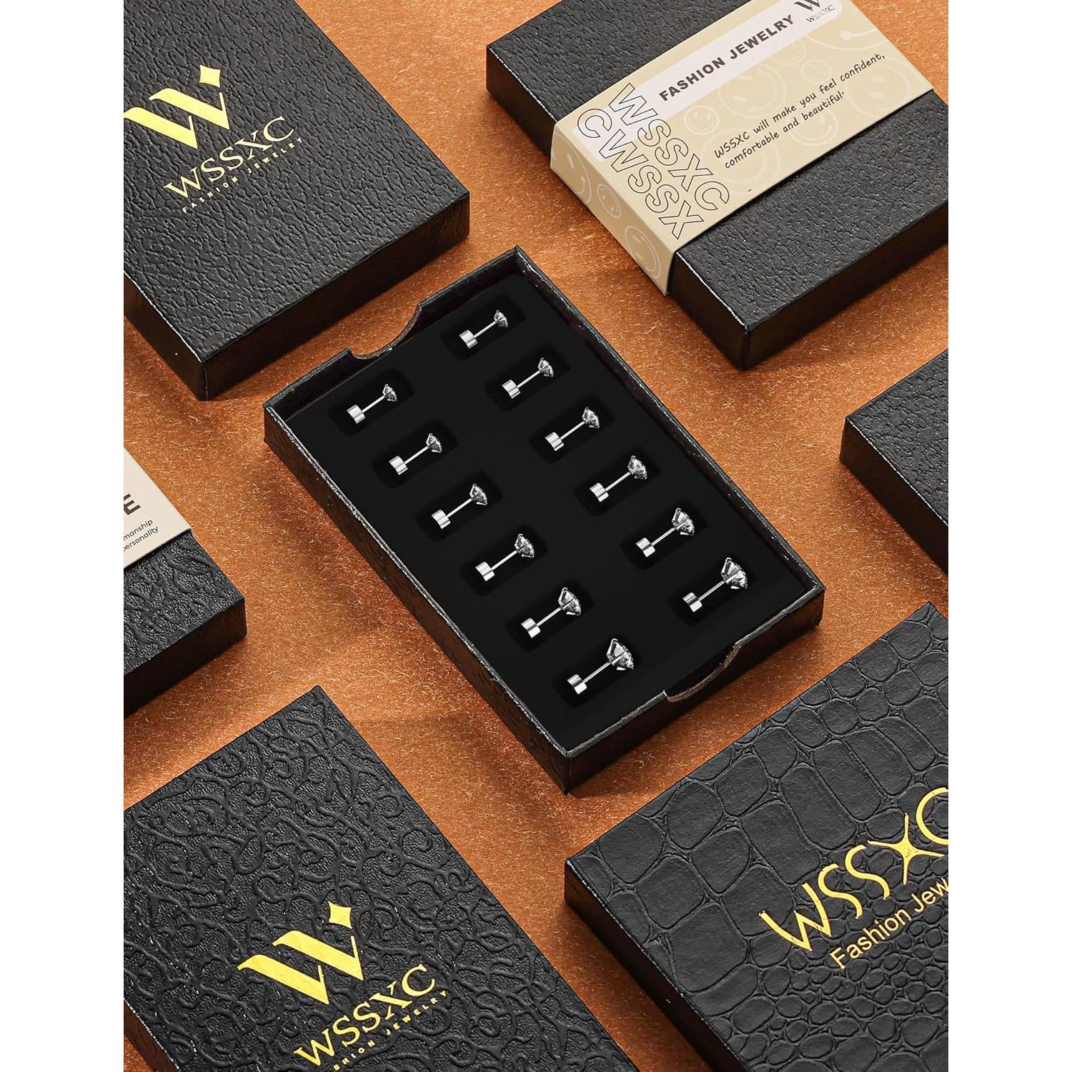 Pendientes Hipoalergénicos WSSXC Acero Inoxidable 14K Plata 20G