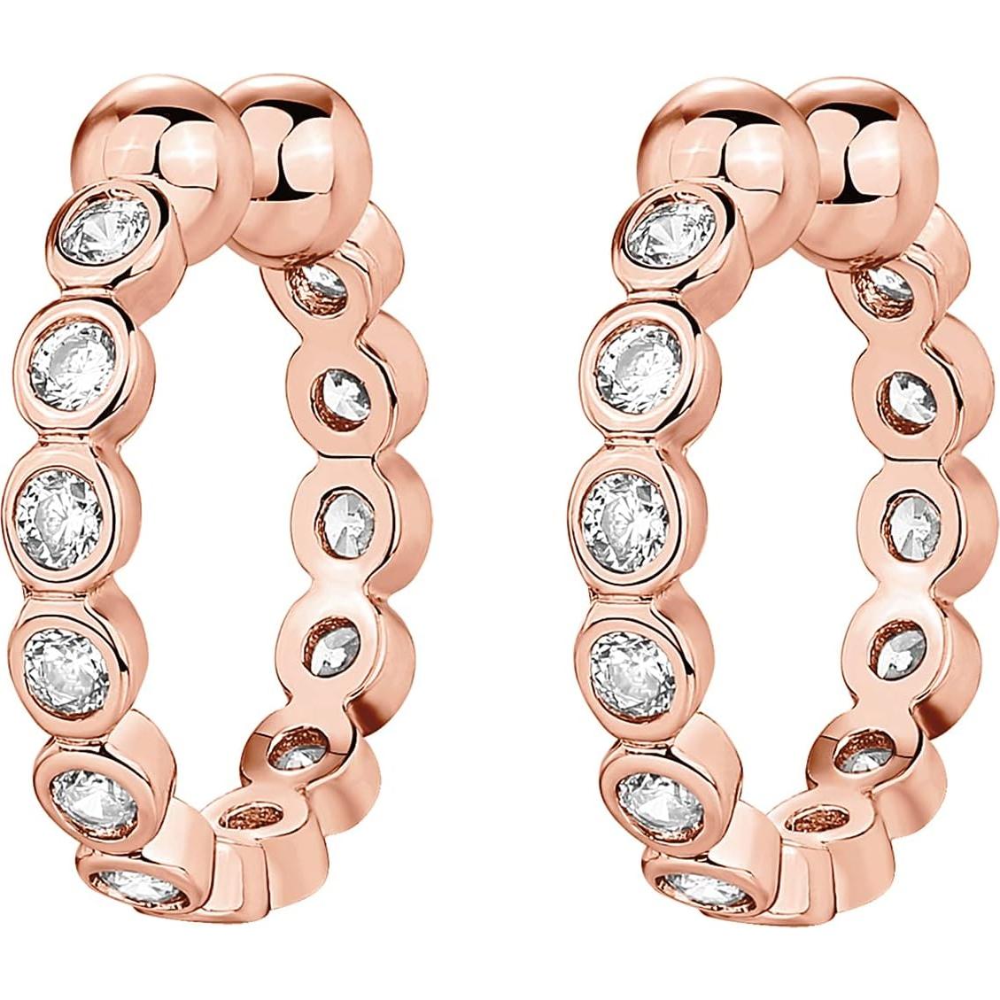 Aretes Huggie de Plata 925 Baño Oro 14K con Circonita PAVOI