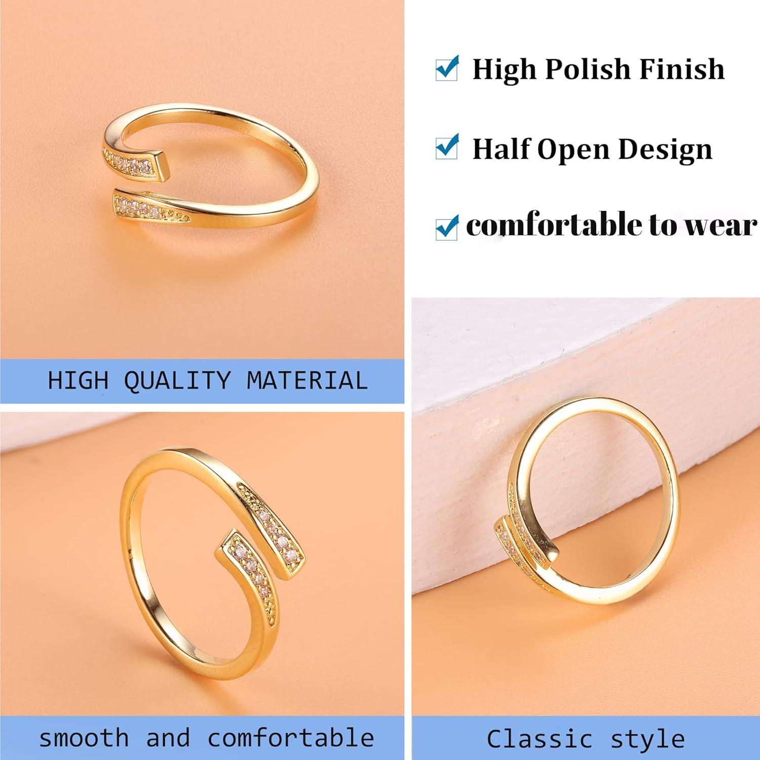 Anillos de dedo del pie Jstyle oro 14k ajustables CZ verano