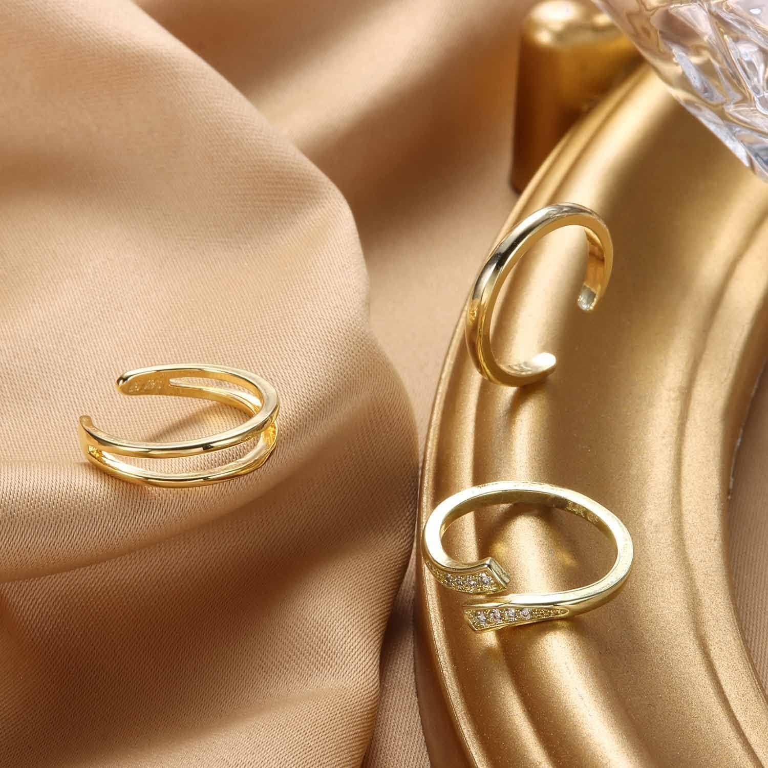 Anillos de dedo del pie Jstyle oro 14k ajustables CZ verano