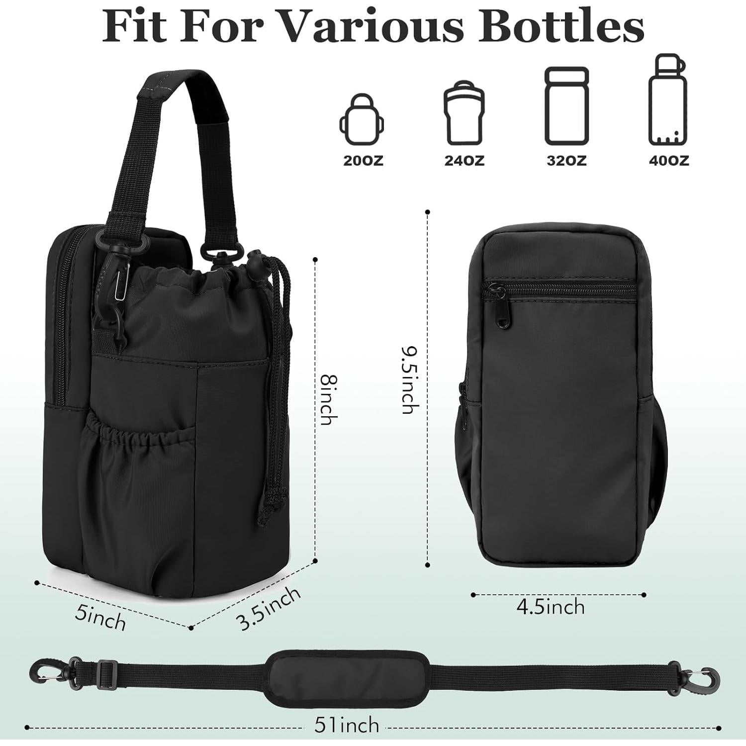 Bolsa Portabotellas de Agua JRQCSJY 32/40oz Aislada Negra