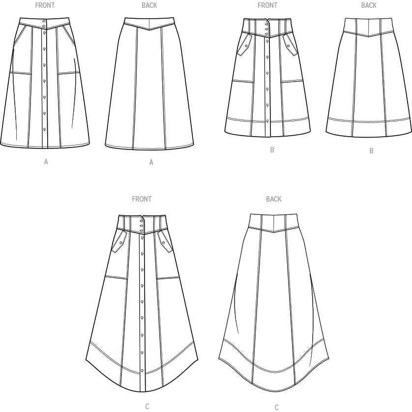 Kit de Patrón de Costura Faldas Simplicity S9710 Tallas 8-16