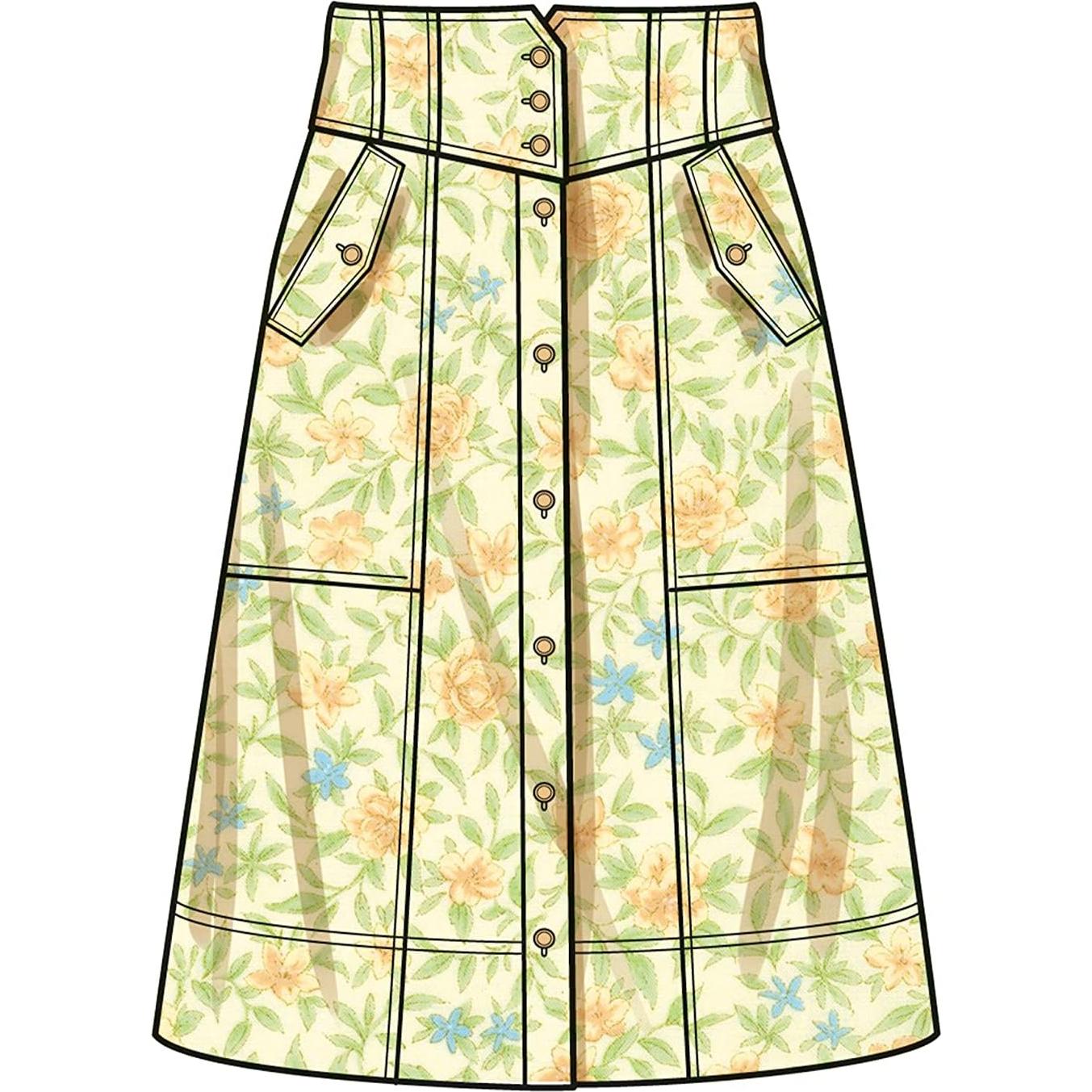 Kit de Patrón de Costura Faldas Simplicity S9710 Tallas 8-16