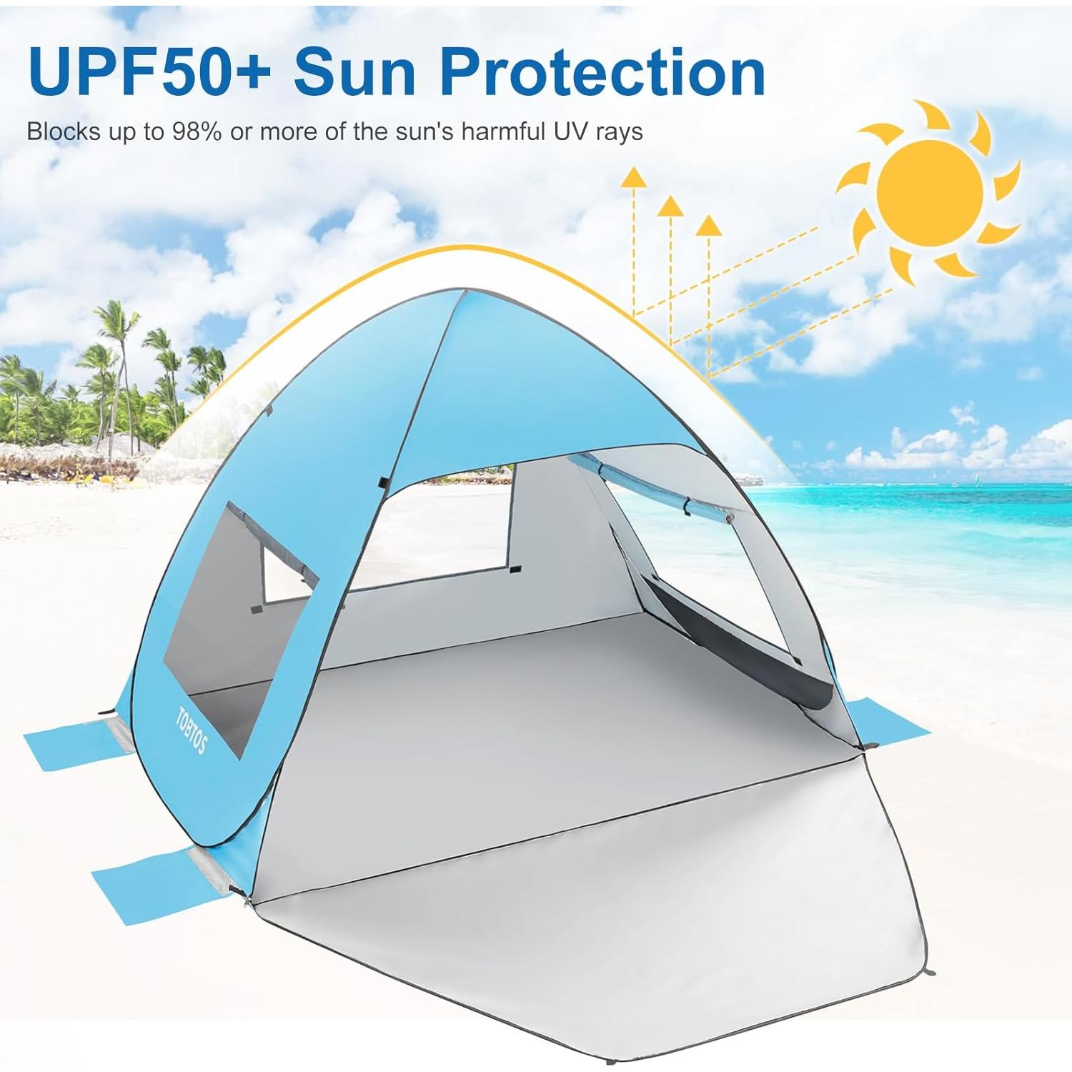 Carpa de Playa TOBTOS GS50 Pop Up UV 50+ para 2-3 Personas