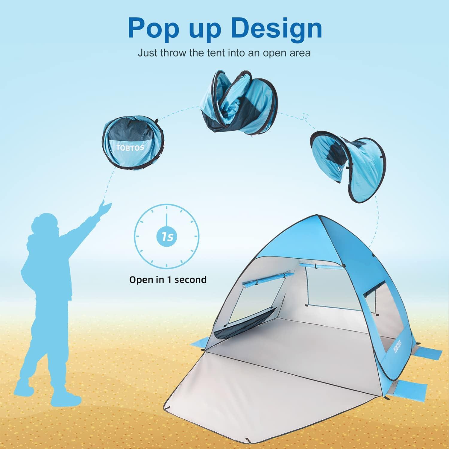 Carpa de Playa TOBTOS GS50 Pop Up UV 50+ para 2-3 Personas