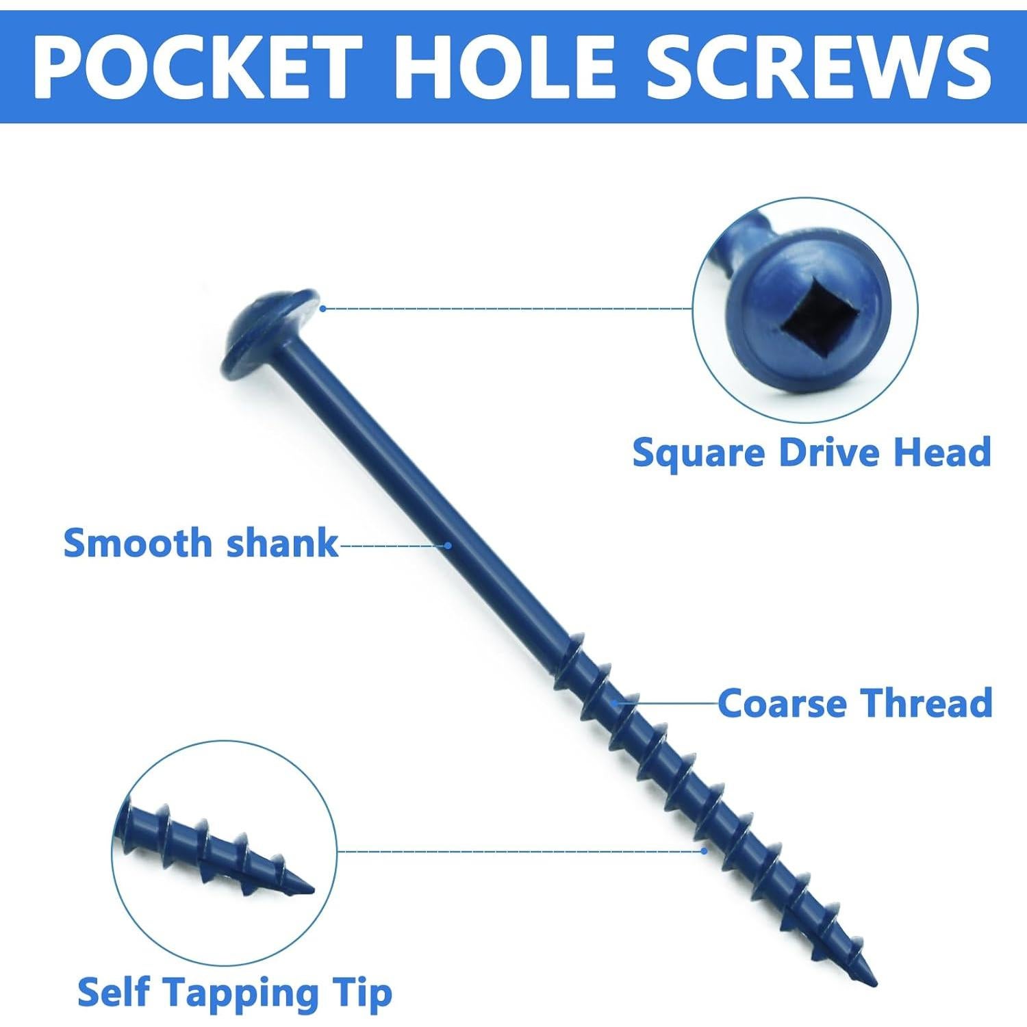 Kit de Tornillos de Madera Jovlalis 350 PCS - Rosca Gruesa Azul