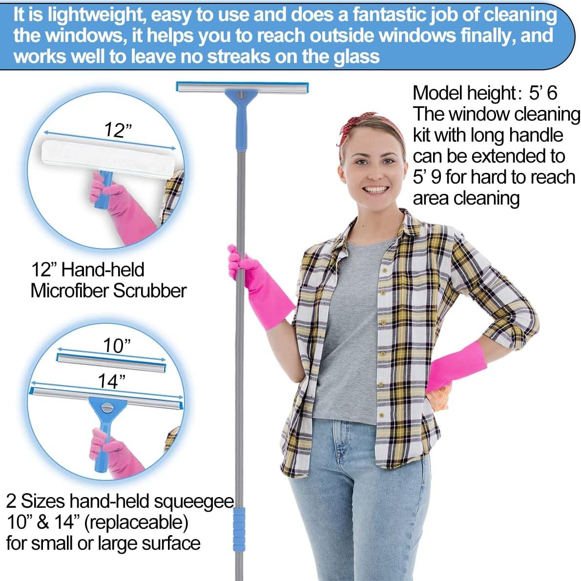 Kit de limpieza de ventanas AMERWASH PLUS con mango extensible 175 cm