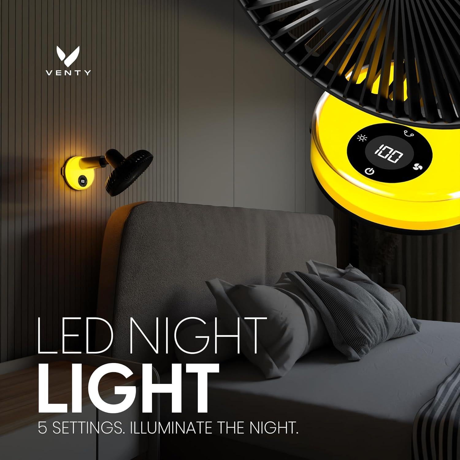 Ventilador Portátil Clip Venty Negro - Recargable 10 Horas