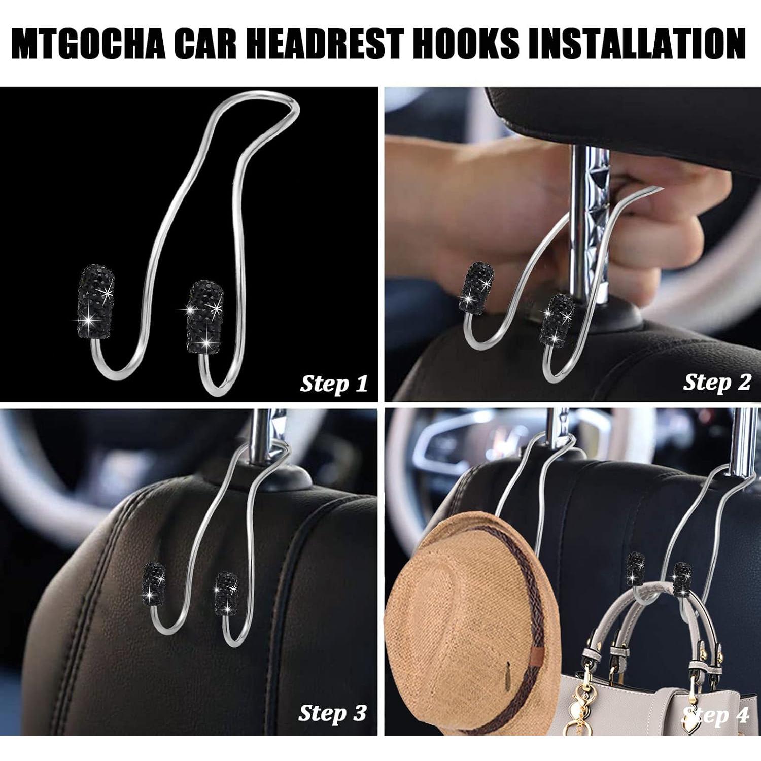 Ganchos para reposacabezas de coche MTGOCHA - 2 unidades, Negro