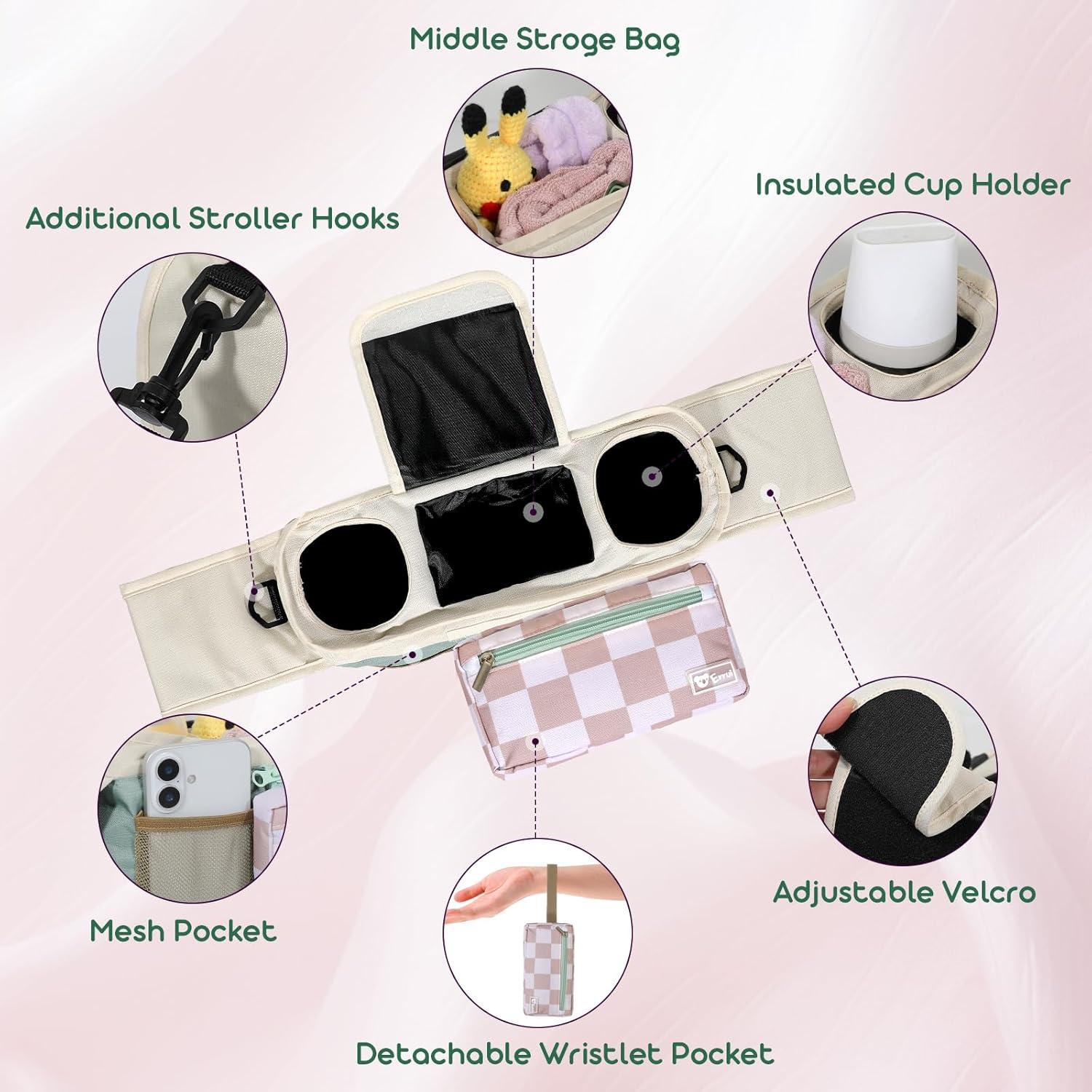 Organizador Universal para Carriola ERRUI con 2 Portavasos Aislados