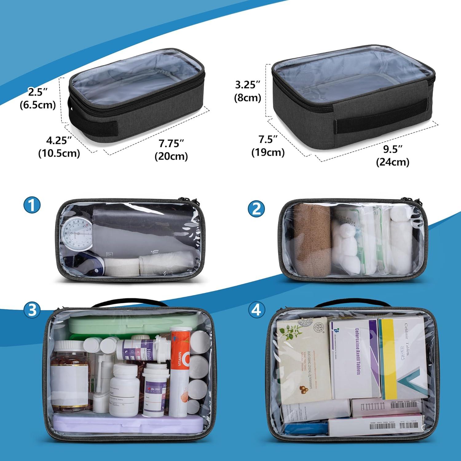 Organizador de Medicamentos BAFASO Grande con 4 Bolsillos